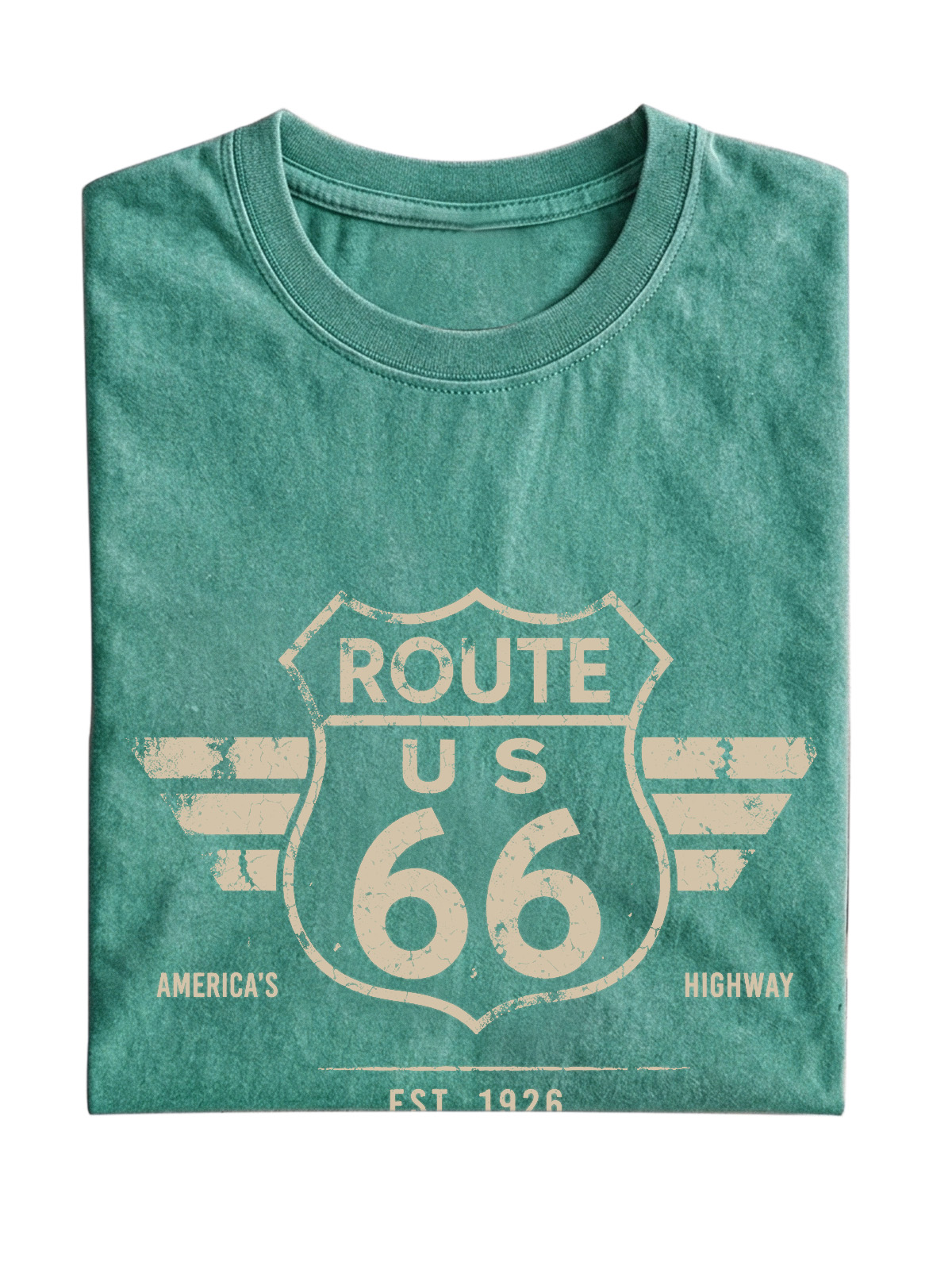 Men’s Vintage Washed Oversized T-Shirt with Route US 66 America’s Highway Graphic