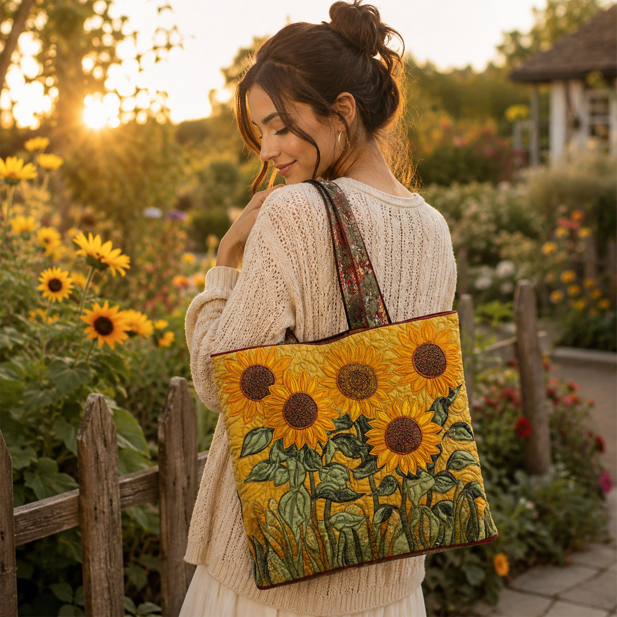 Everyday Sunflower Quilted Tote Bag
