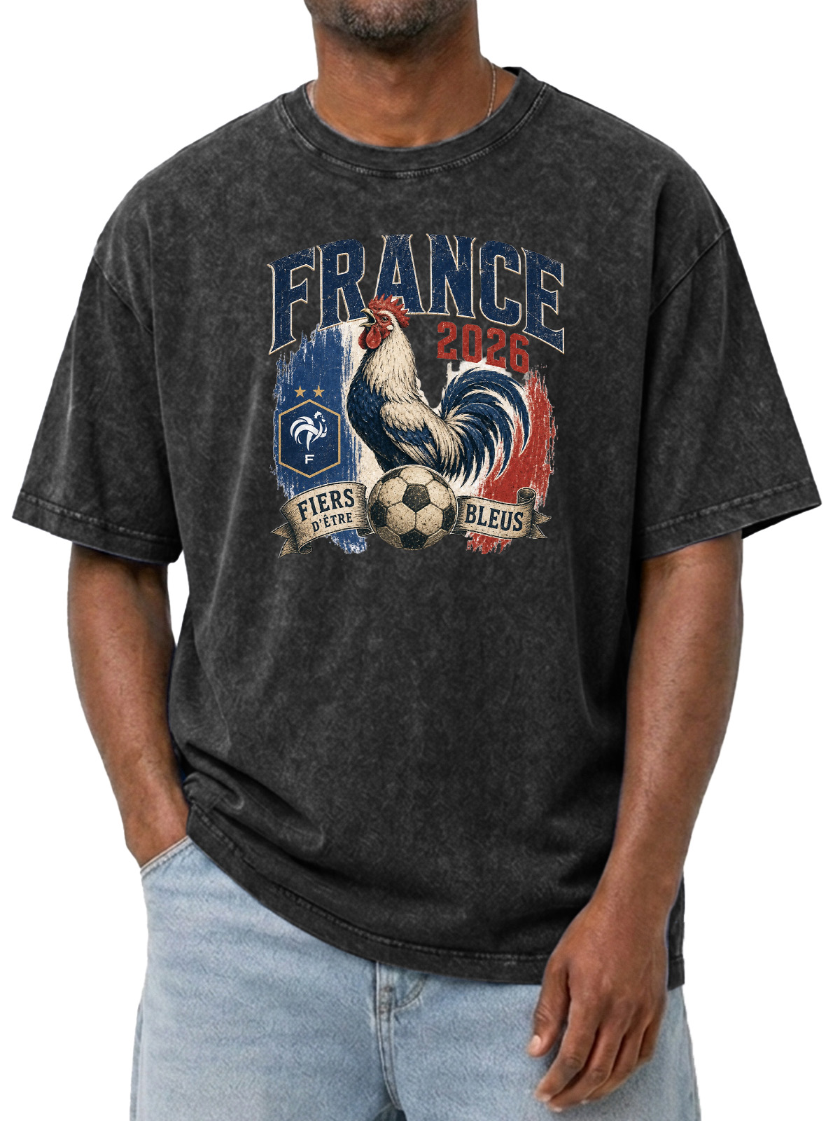 Men’s Vintage France Soccer Rooster 2026 Graphic Tee