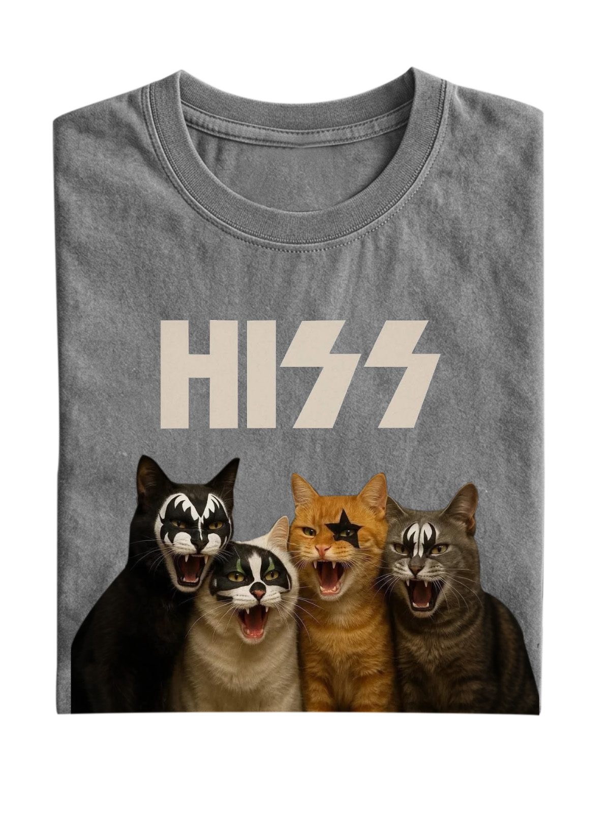 Retro Cat Band Cotton T-shirt