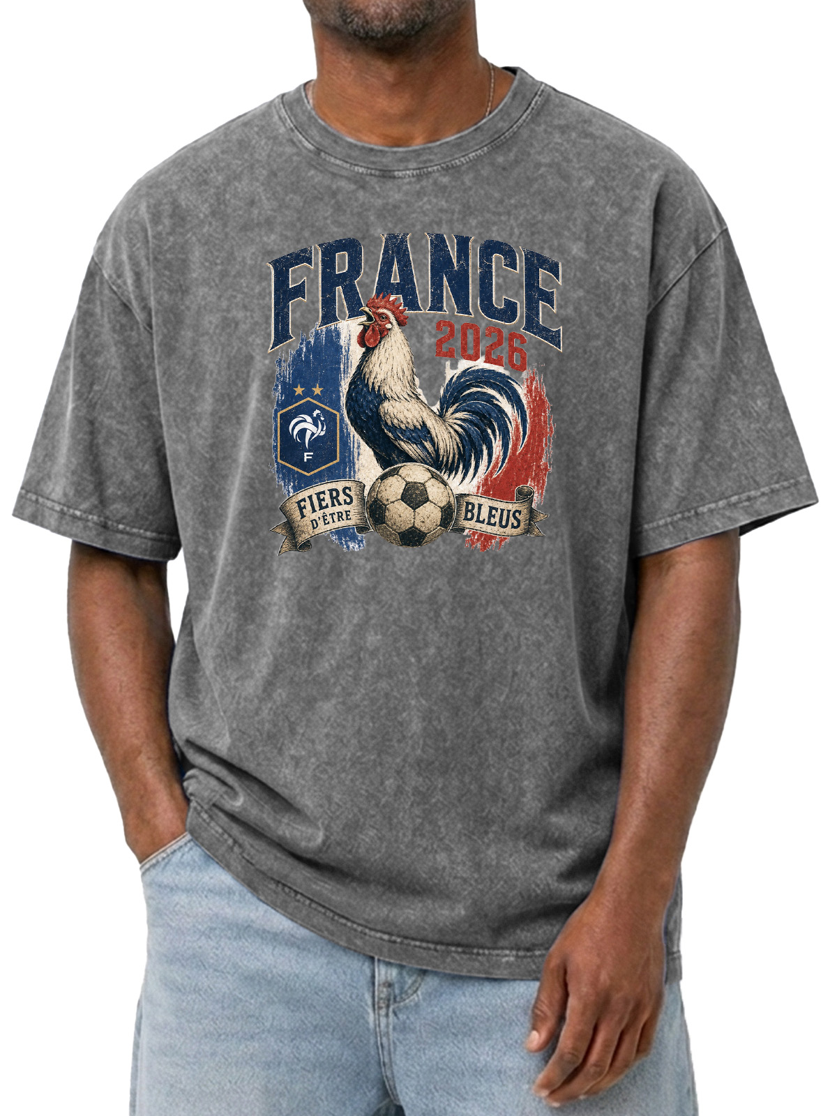 Men’s Vintage France Soccer Rooster 2026 Graphic Tee