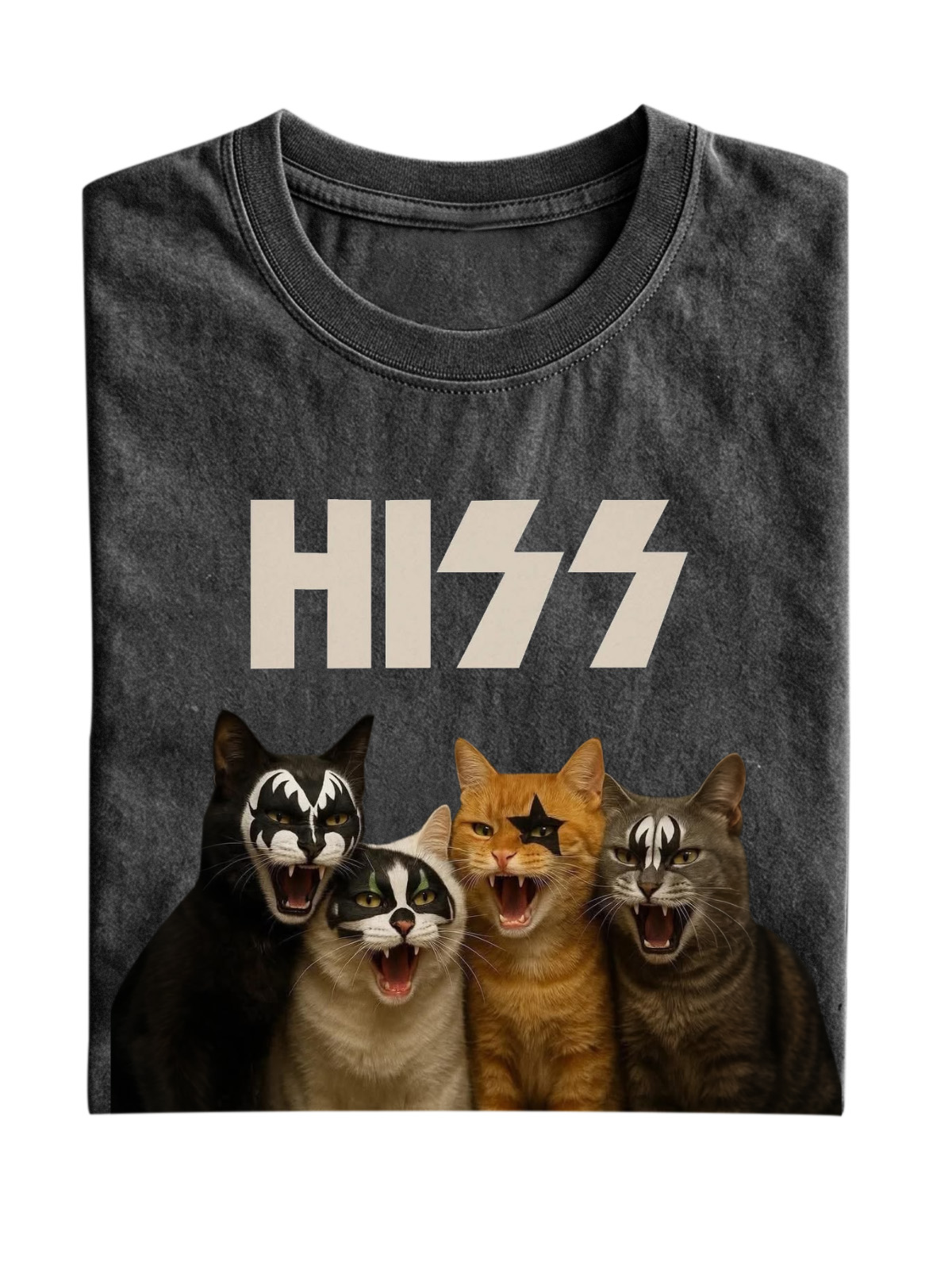 Retro Cat Band Cotton T-shirt
