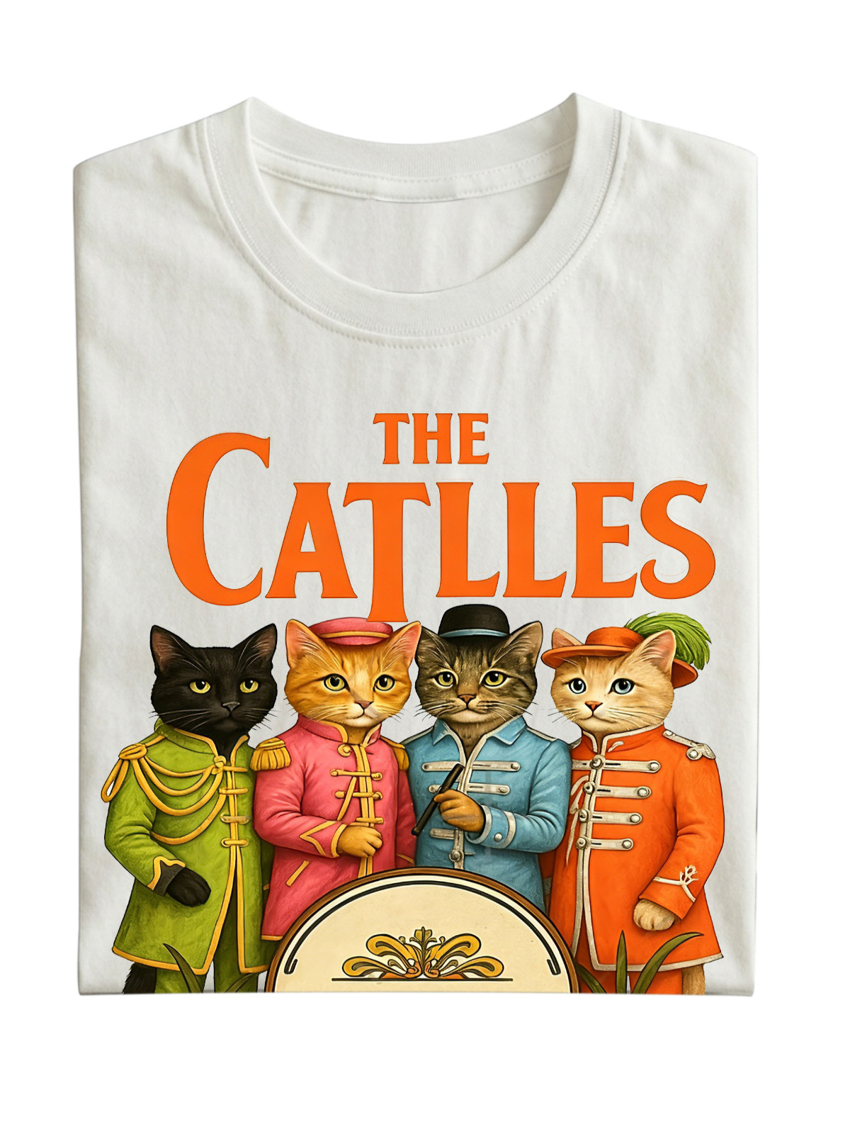 Retro Cat Band Cotton Short-sleeve T-shirt