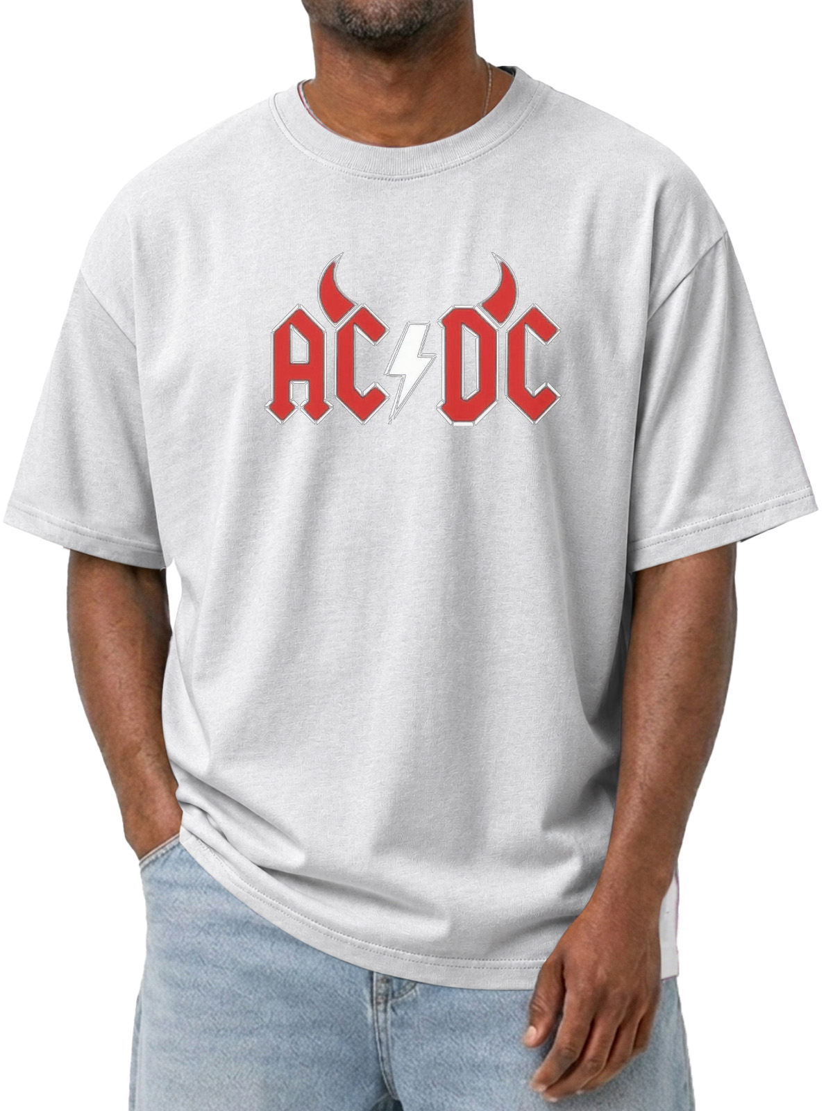 EVIL ACDC Printed Washed Short Sleeve Tee