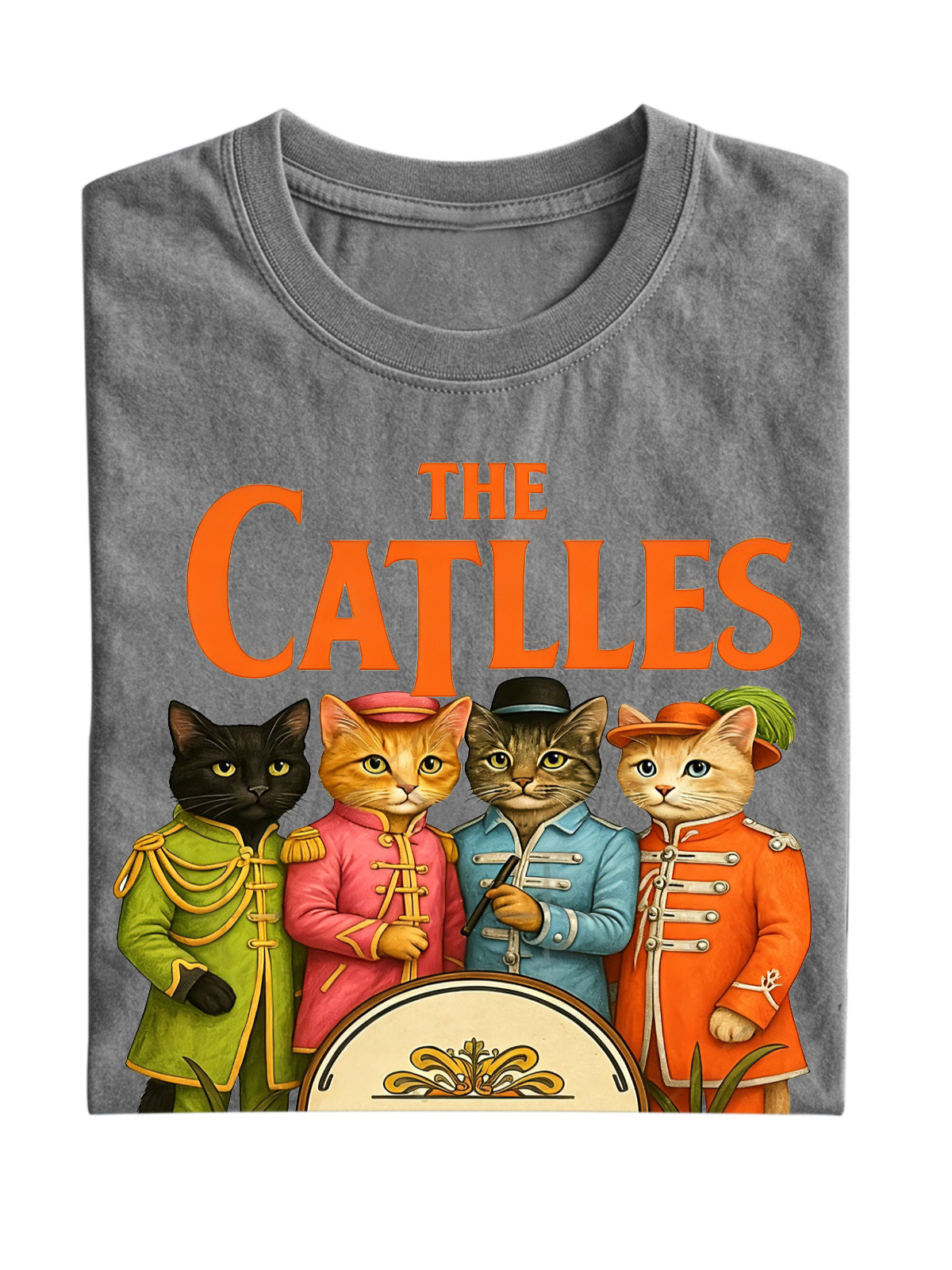 Retro Cat Band Cotton Short-sleeve T-shirt