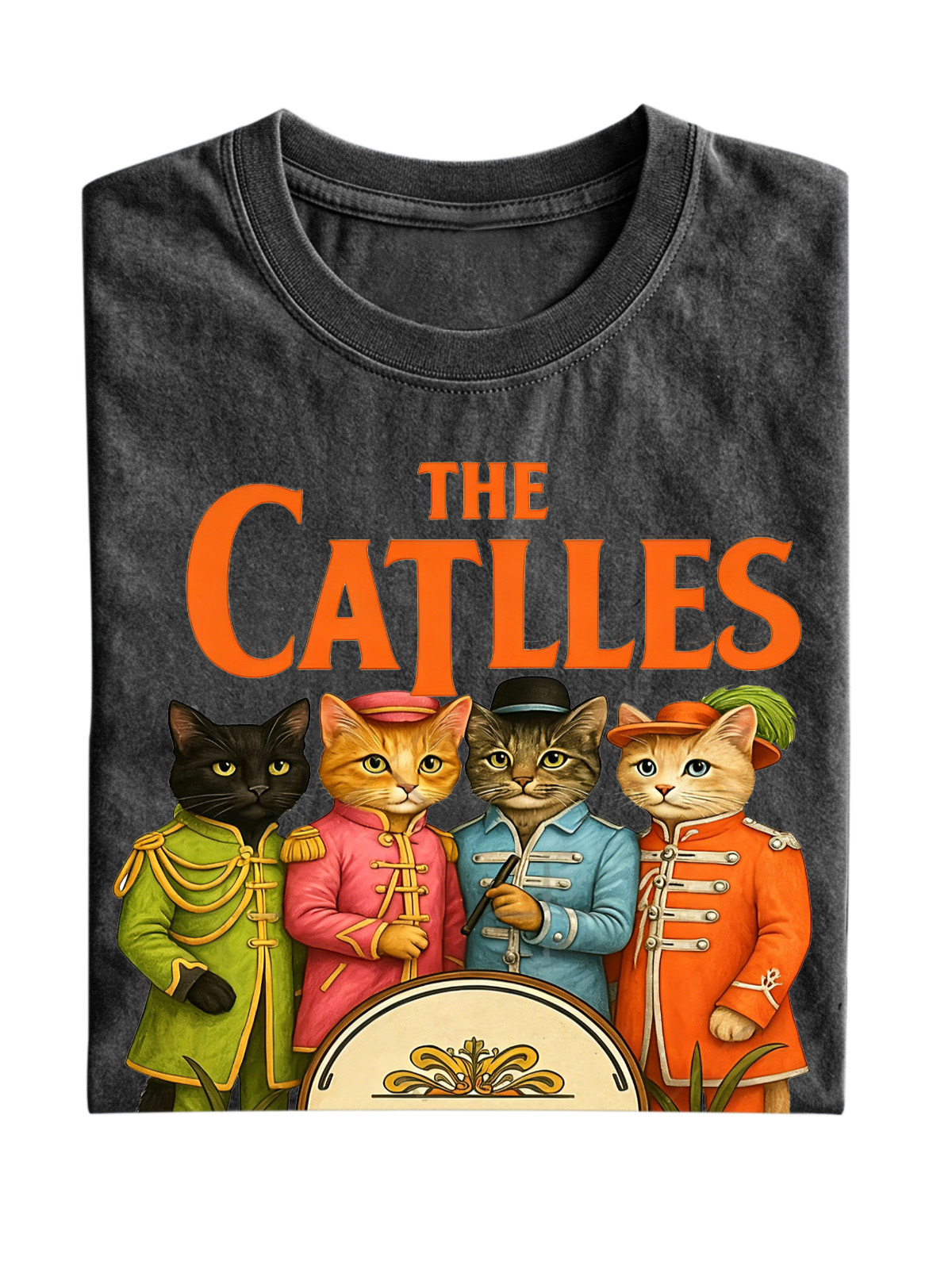 Retro Cat Band Cotton Short-sleeve T-shirt