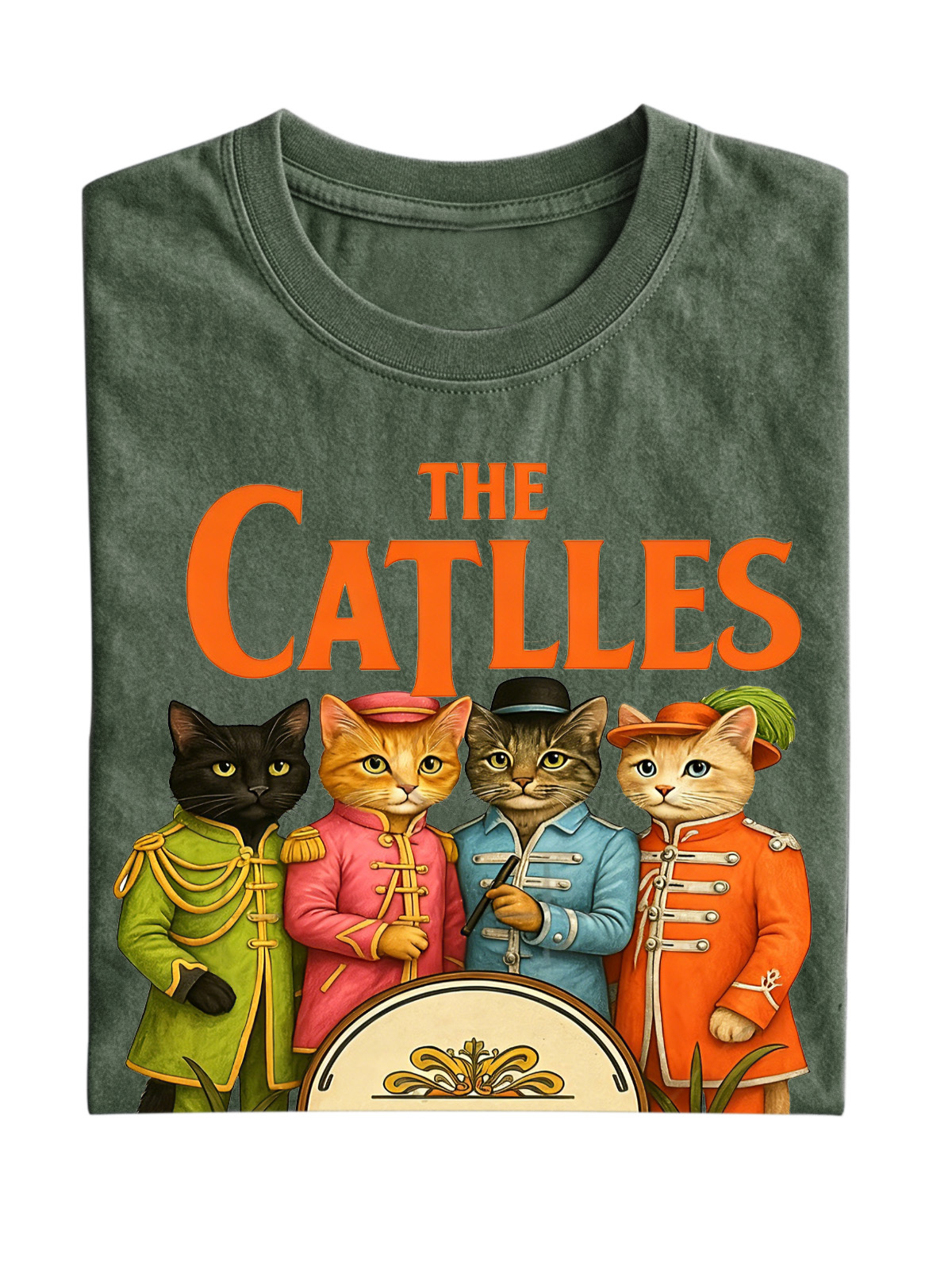 Retro Cat Band Cotton Short-sleeve T-shirt