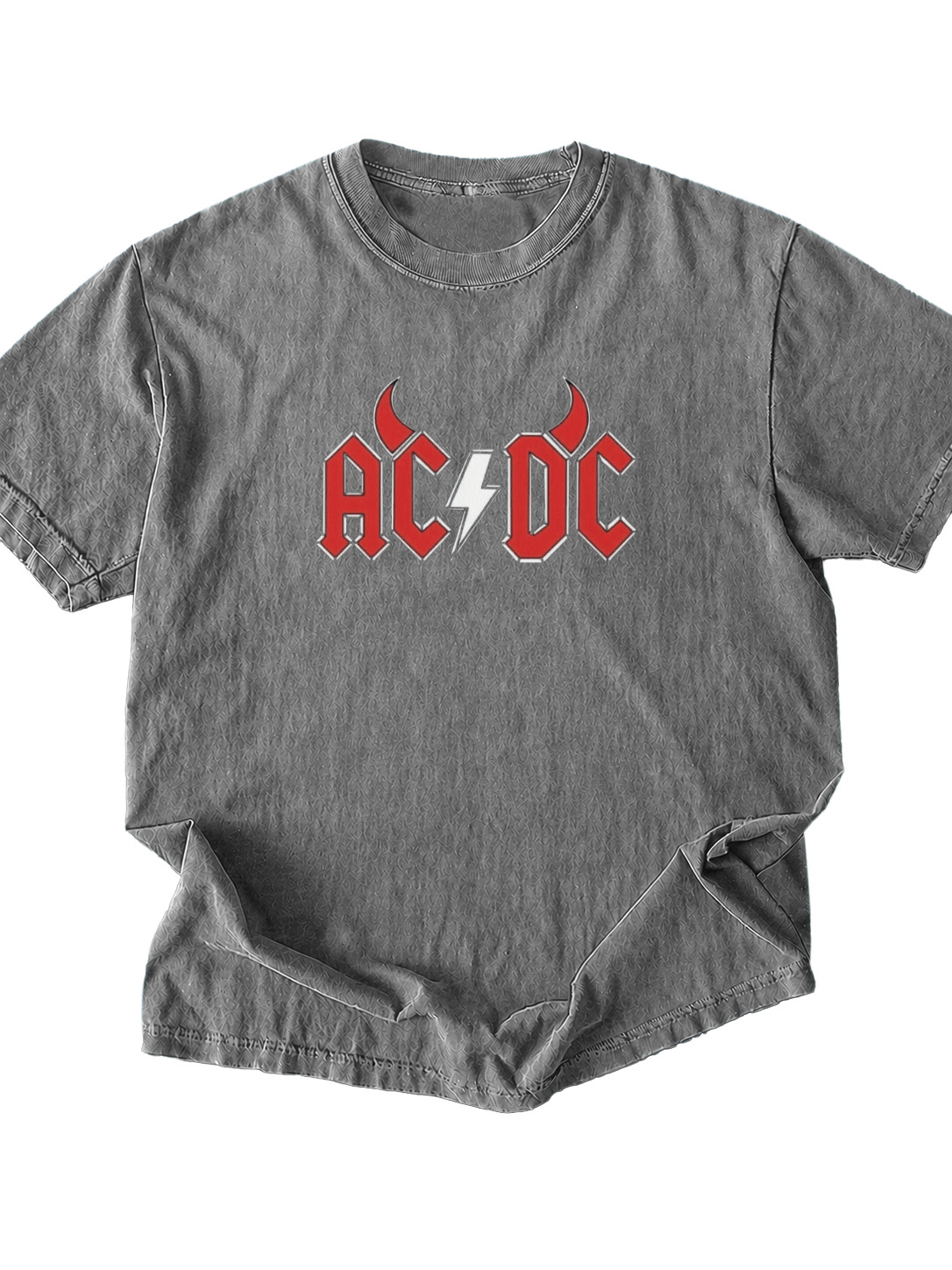 EVIL ACDC Printed Washed Short Sleeve Tee