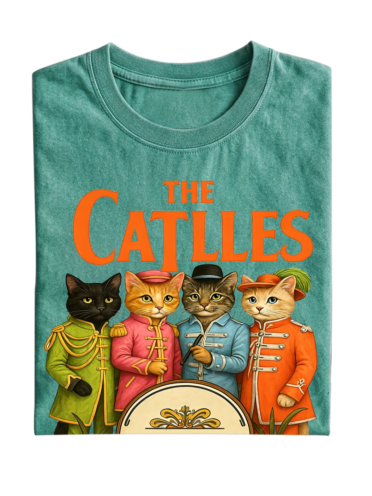 Retro Cat Band Cotton Short-sleeve T-shirt