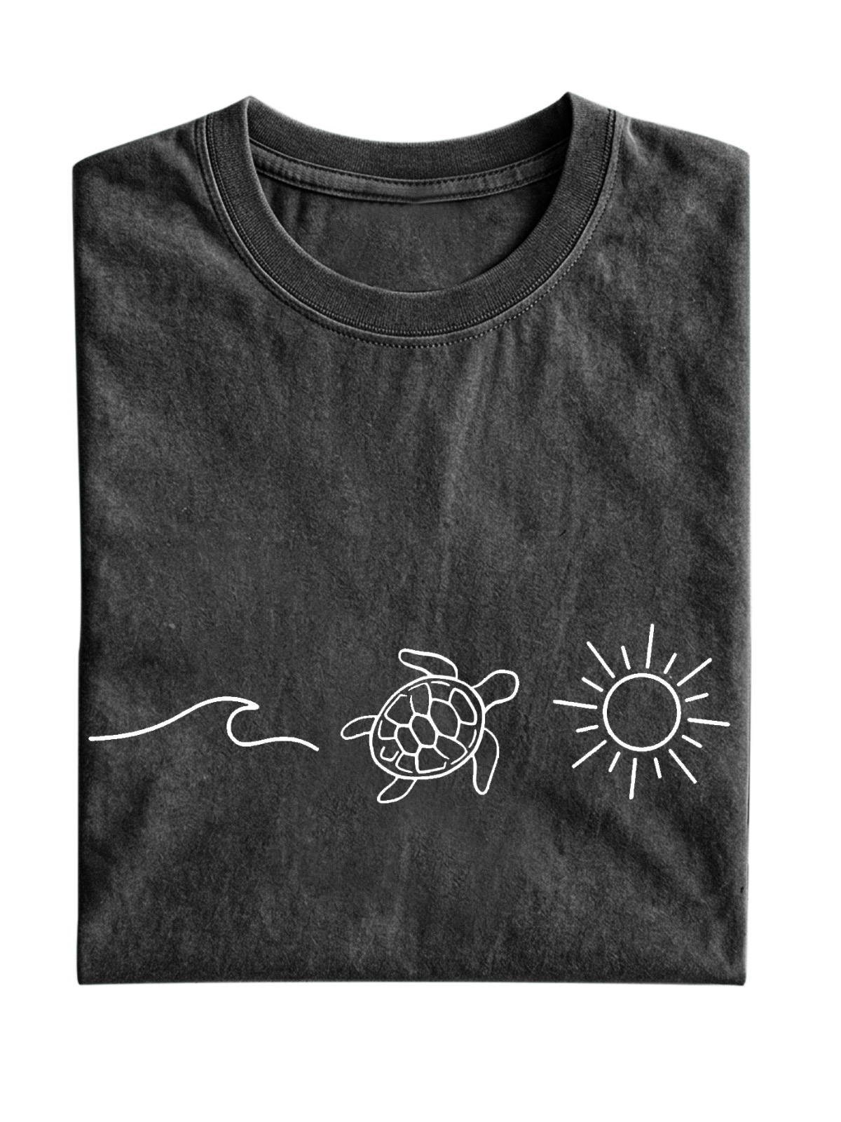 Daily Casual Wave Turtle Sunshine Cotton Short Sleeve T-shirt