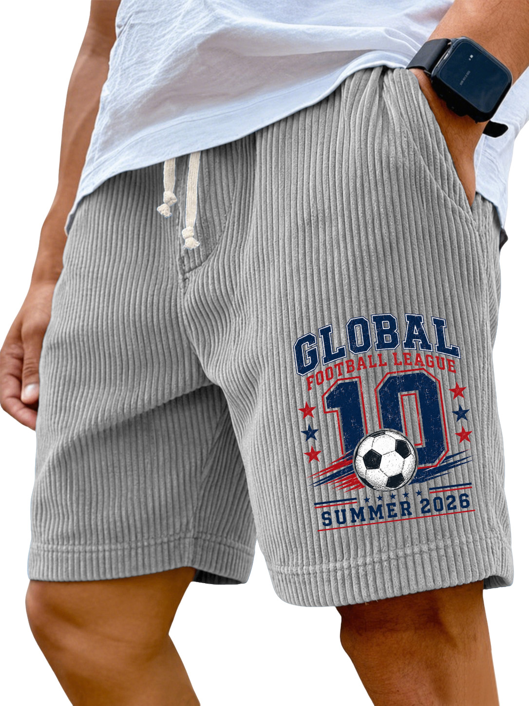 Men’s Corduroy Soccer 10 Graphic Shorts