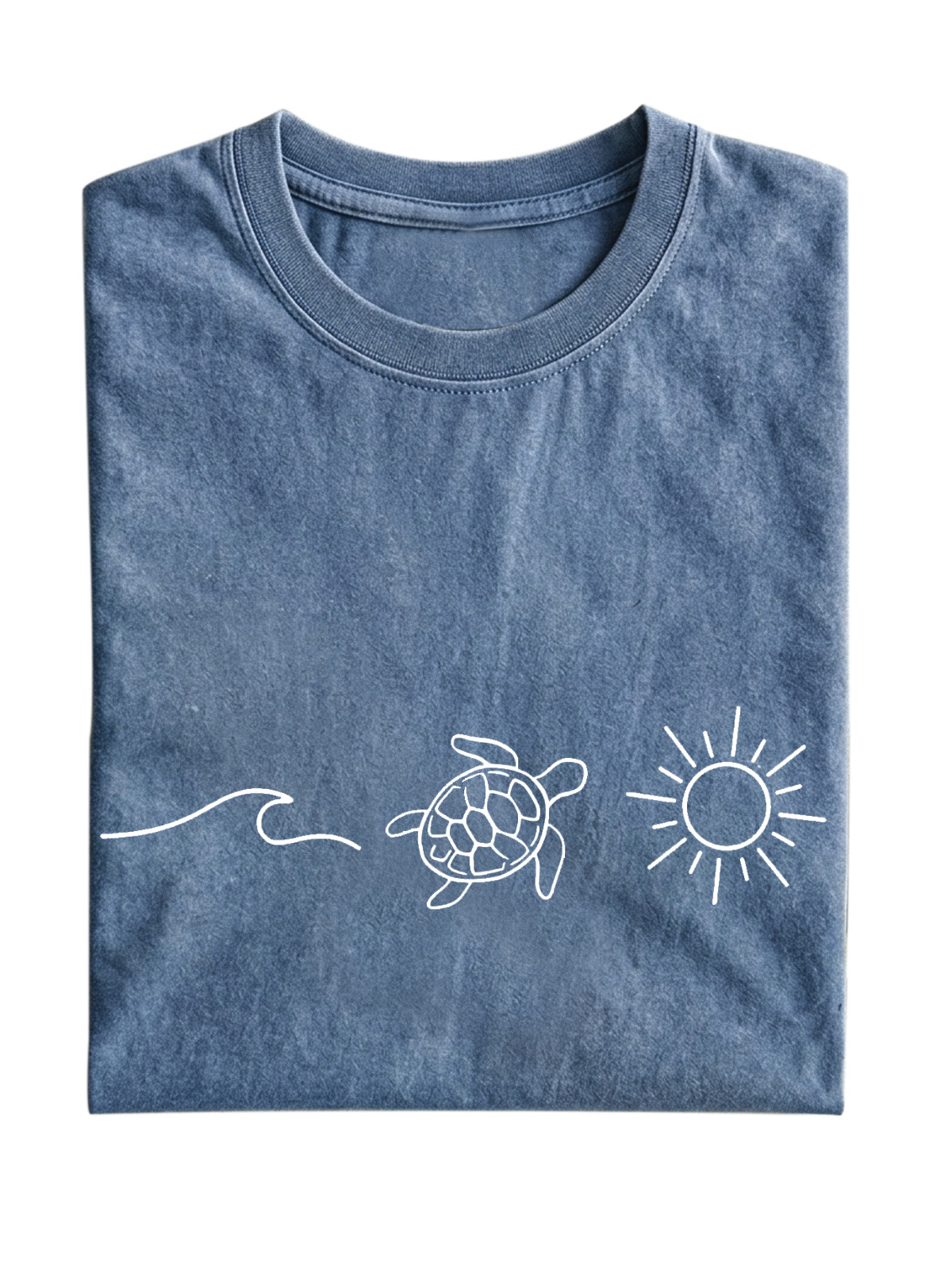 Daily Casual Wave Turtle Sunshine Cotton Short Sleeve T-shirt