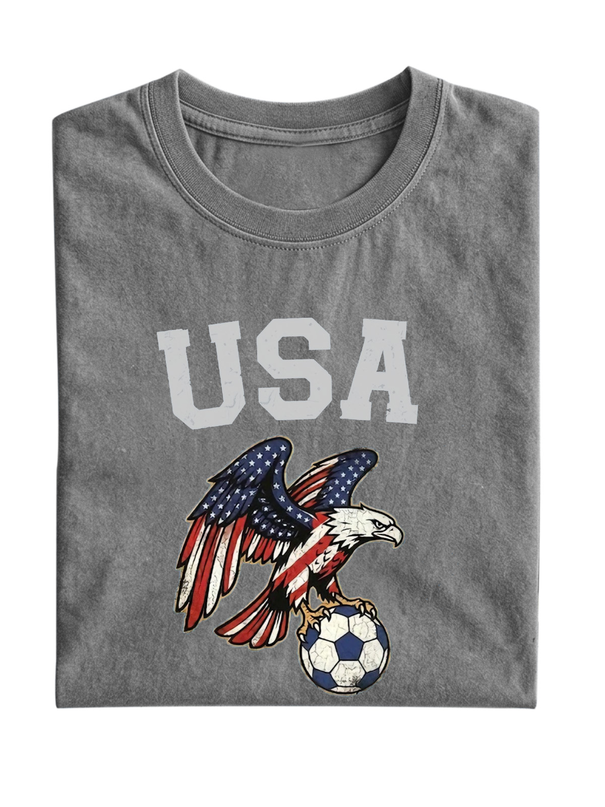 World Cup Usa Printed Washed Cotton Short-sleeved T-shirt