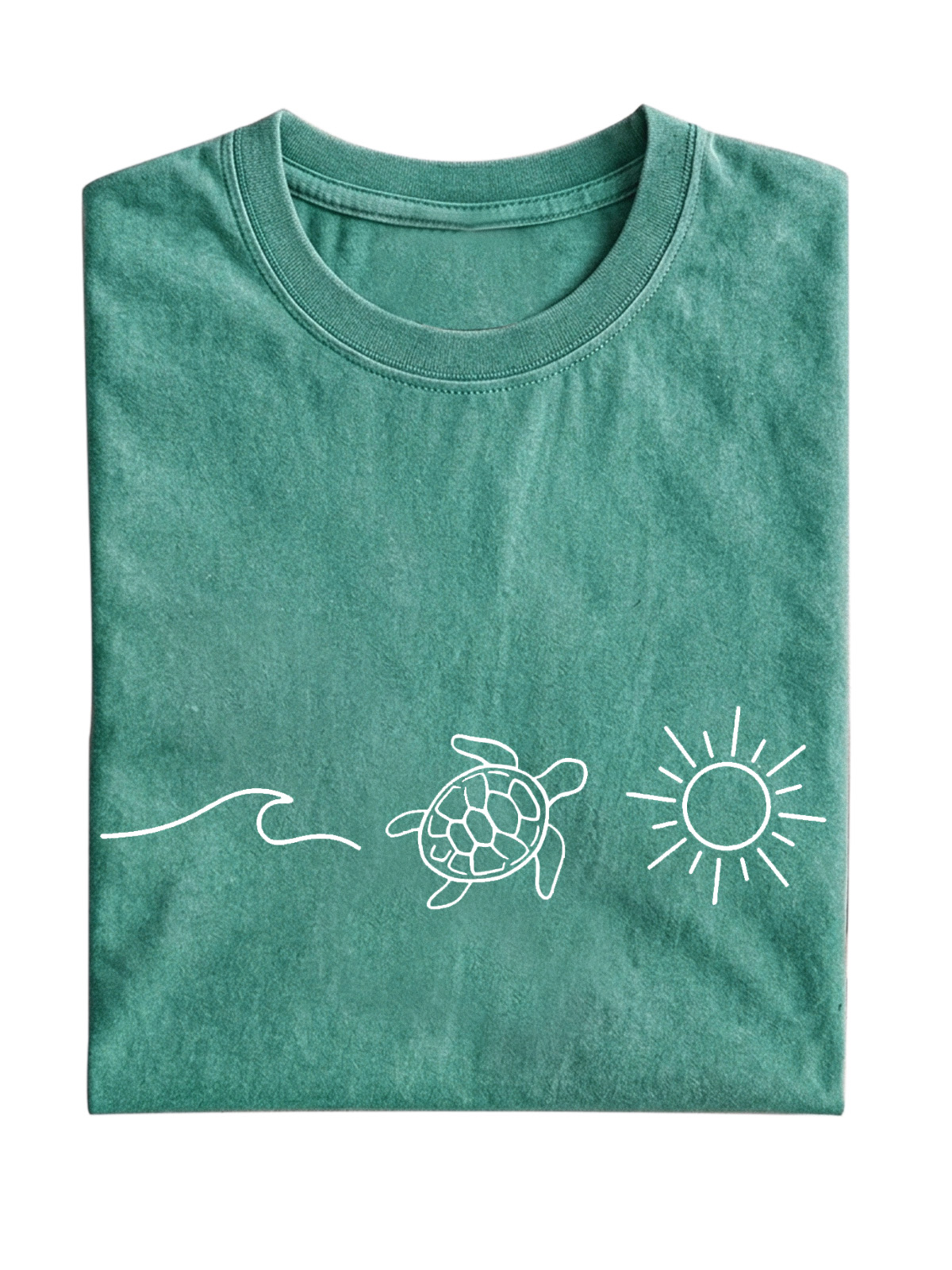 Daily Casual Wave Turtle Sunshine Cotton Short Sleeve T-shirt