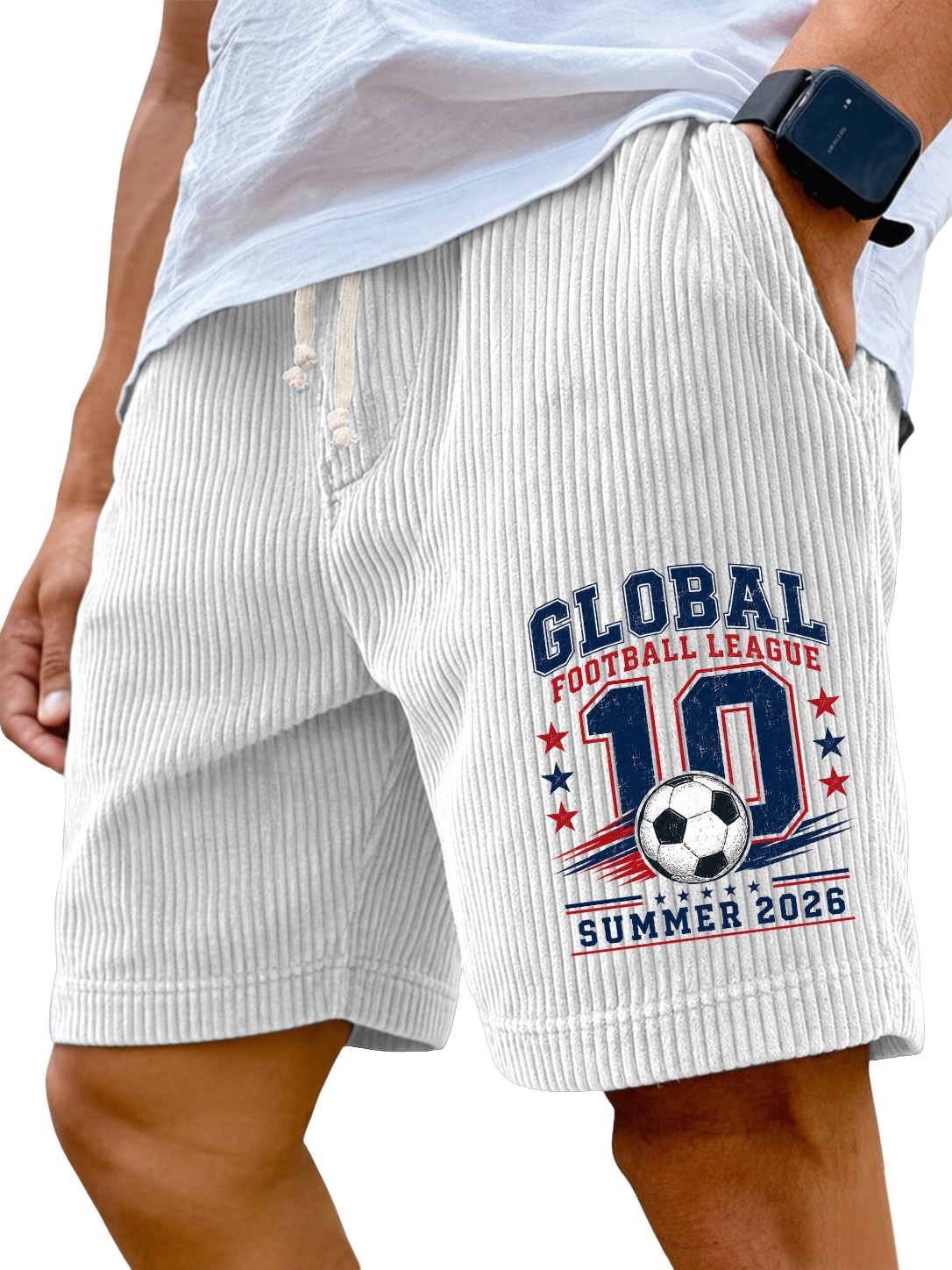 Men’s Corduroy Soccer 10 Graphic Shorts