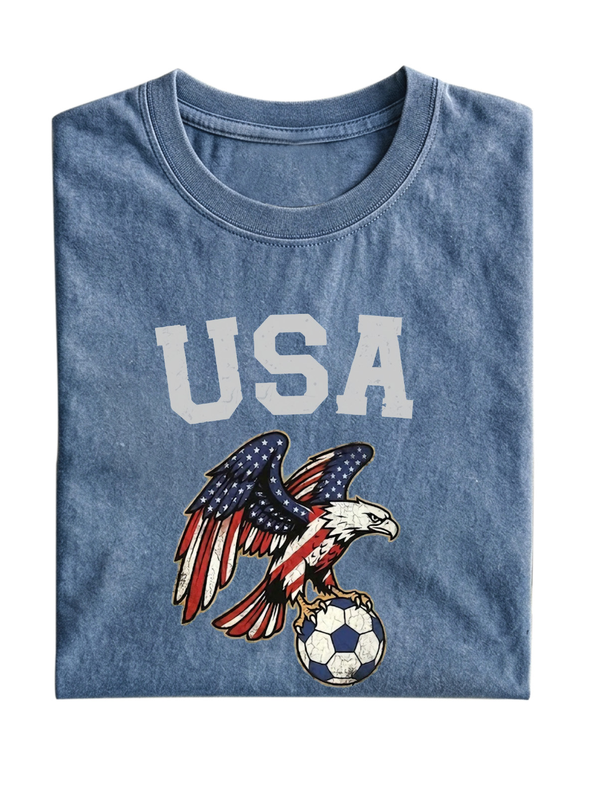 World Cup Usa Printed Washed Cotton Short-sleeved T-shirt