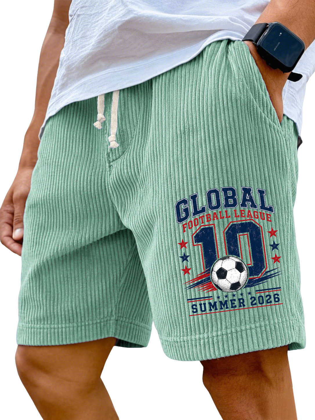 Men’s Corduroy Soccer 10 Graphic Shorts