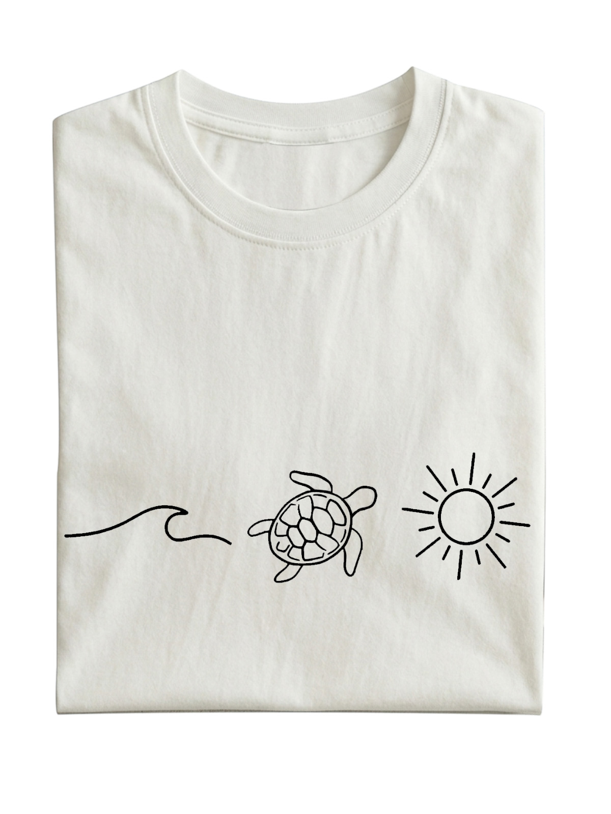 Daily Casual Wave Turtle Sunshine Cotton Short Sleeve T-shirt