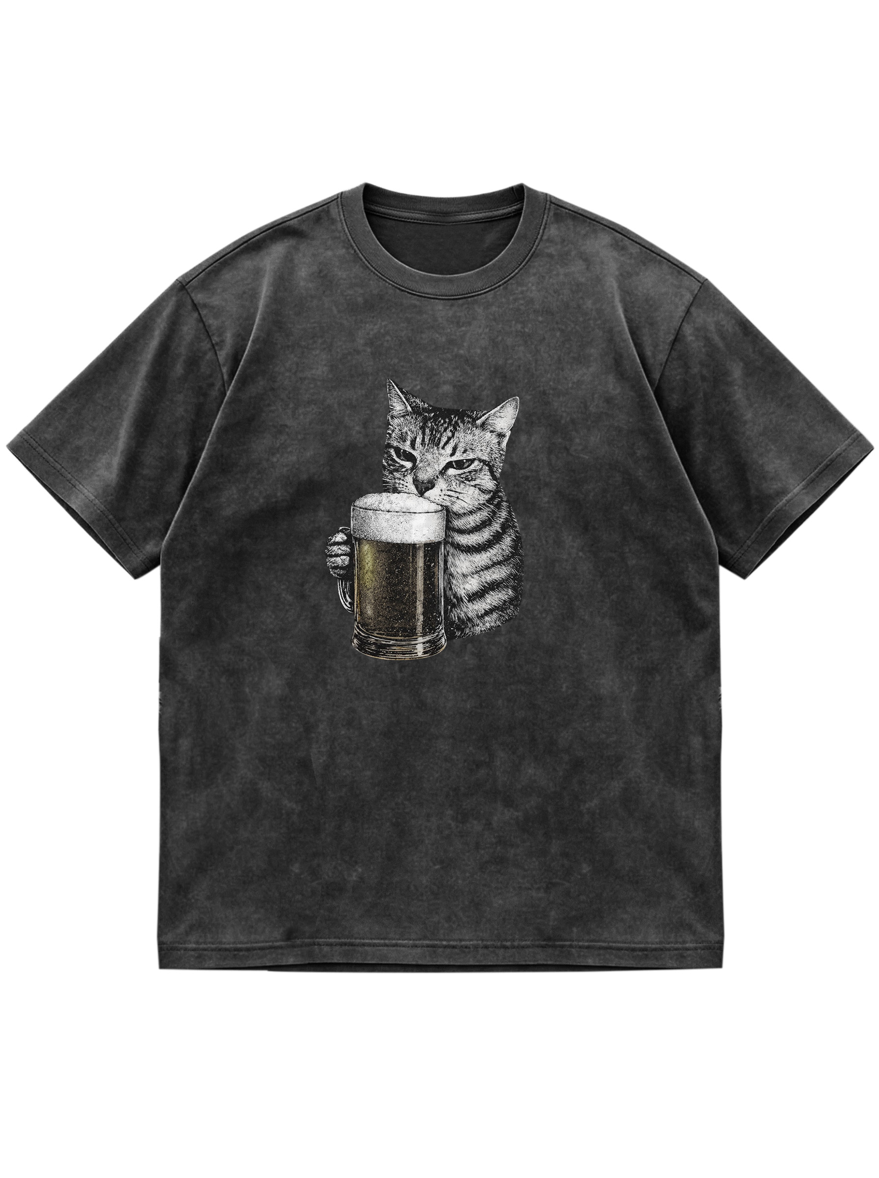 Retro Cat Beer Cotton Short Sleeve T-shirt