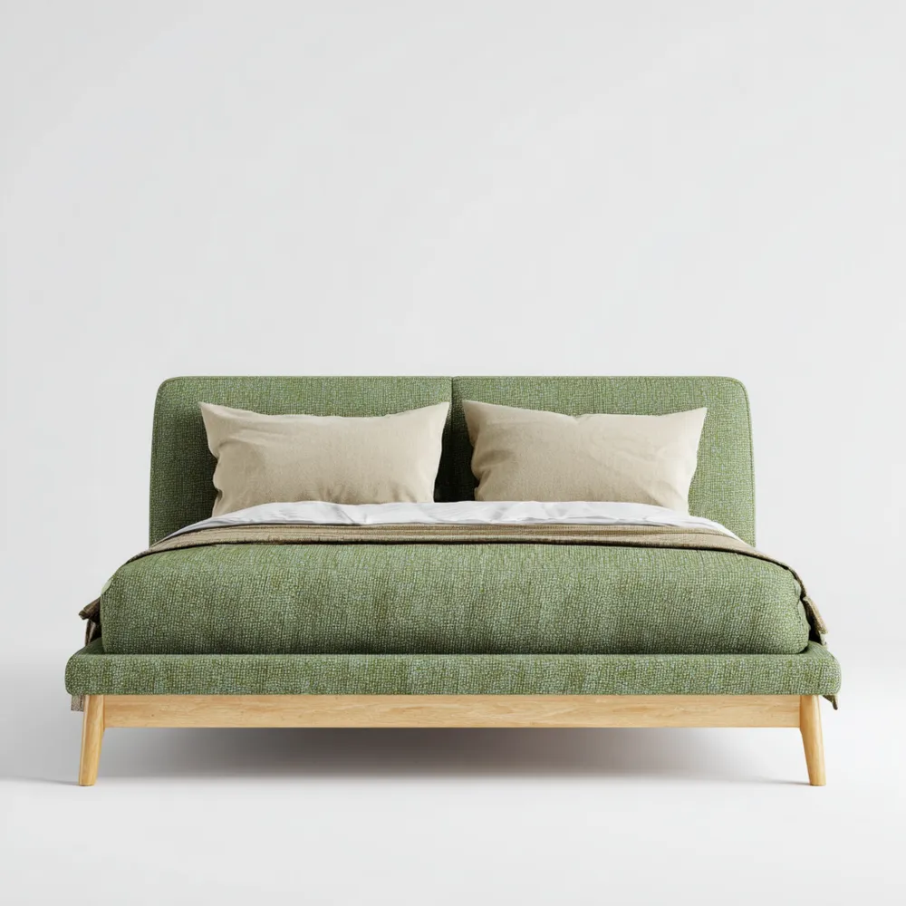 Cama Doble Tapizada 200x160x100 cm - Tela Verde