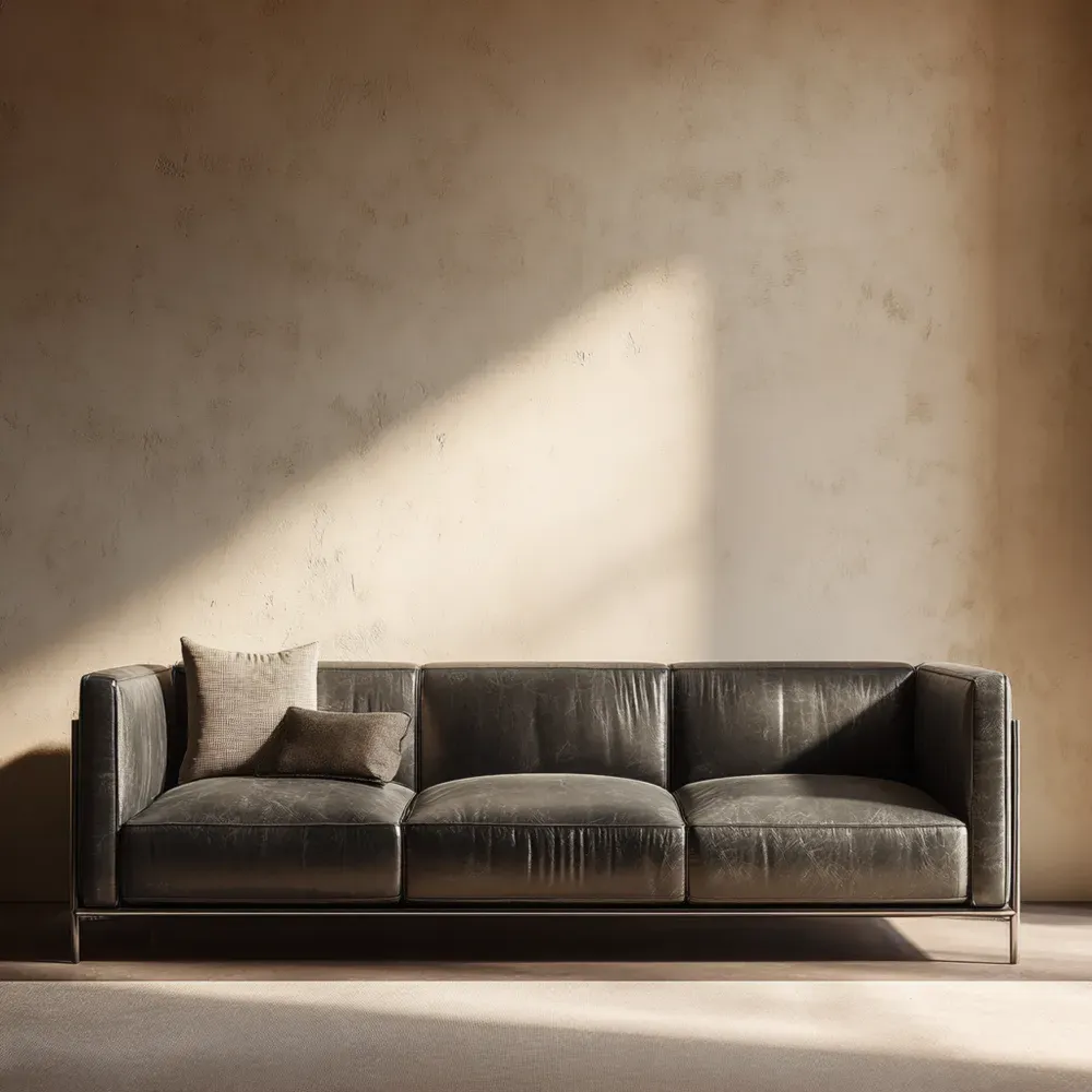 Sofá de cuero 200x85x75 cm – Negro – Diseño moderno