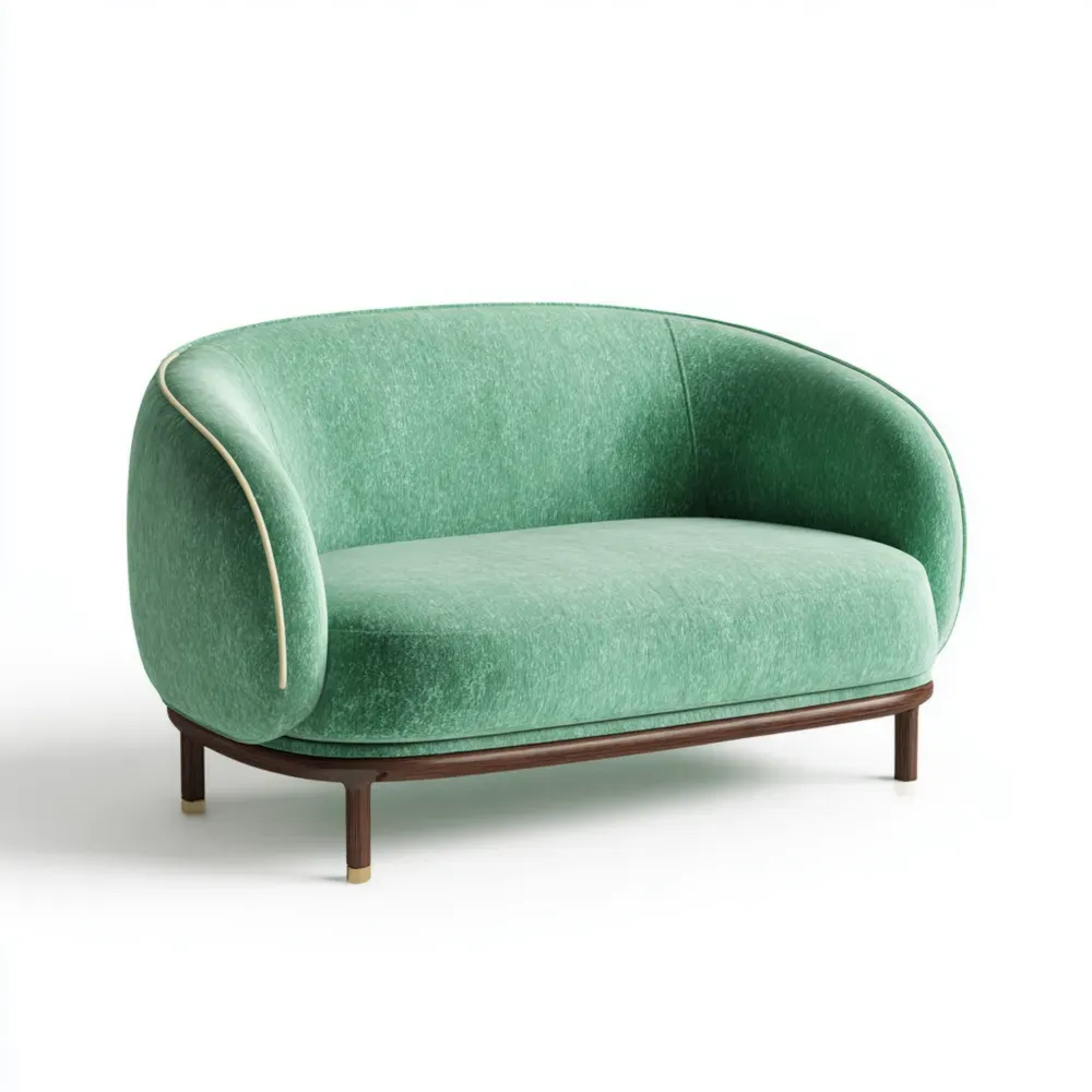 Sofá de dos plazas 130x75x80 cm Tapizado en tela – Verde – Diseño moderno