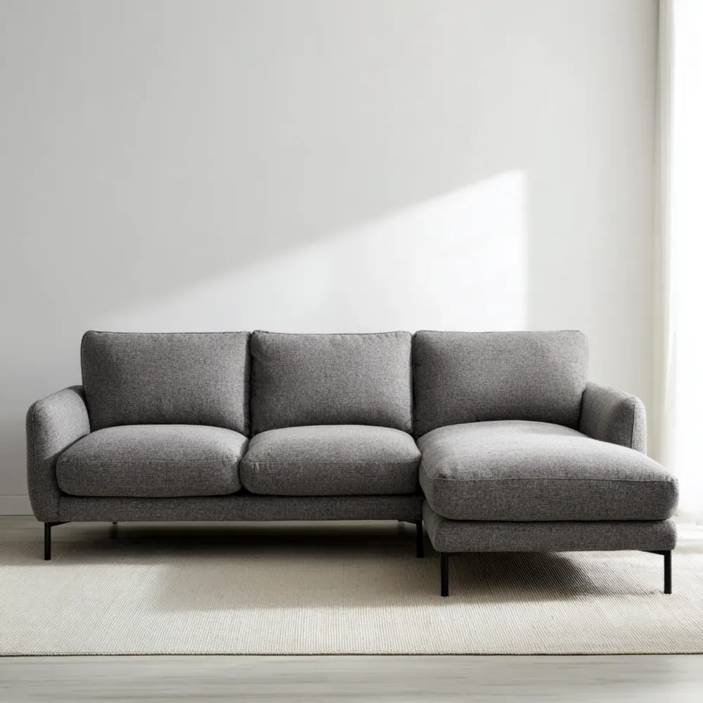 Sofá seccional de tela 230x90x85 cm - Gris Claro - Diseño moderno