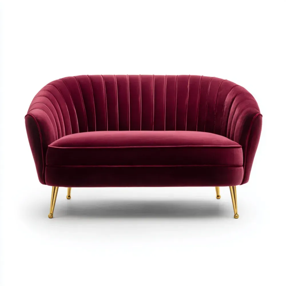 Sofá de terciopelo 150x85x75 cm - Burdeos - Estilo contemporáneo
