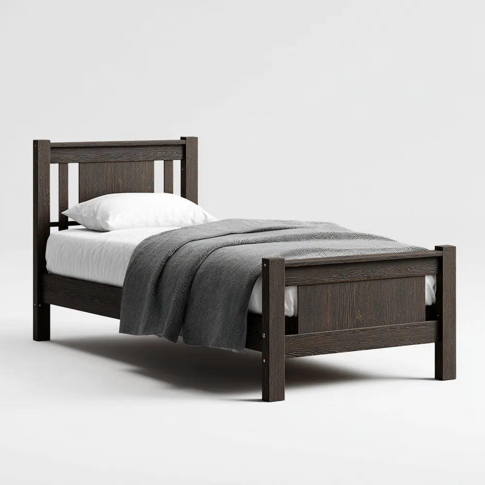 Cama Individual de Madera 200x90x100 cm - Marrón Oscuro - Diseño Clásico