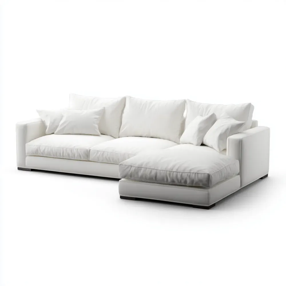 Sofá seccional Cojín de tela 300x150x90 cm - Blanco - Diseño contemporáneo