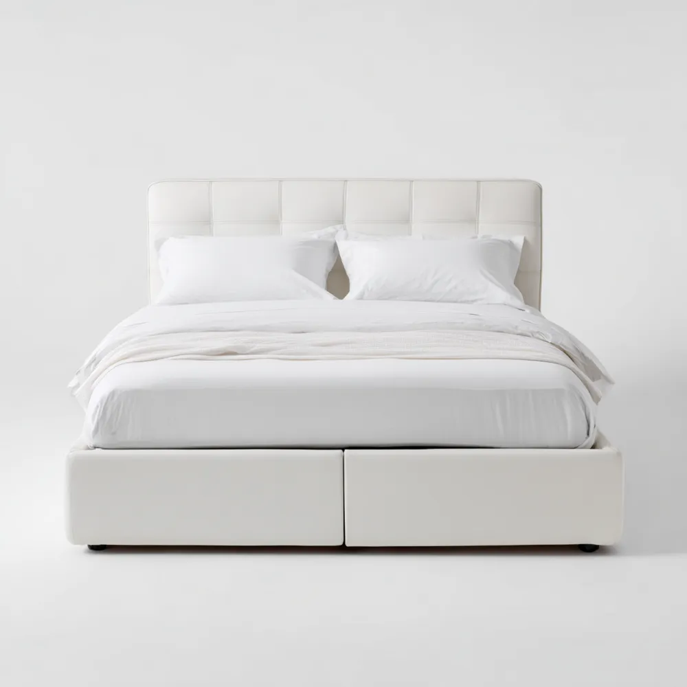 Cama Doble Tapizada 160x200x120 cm – Blanco – Estilo Moderno