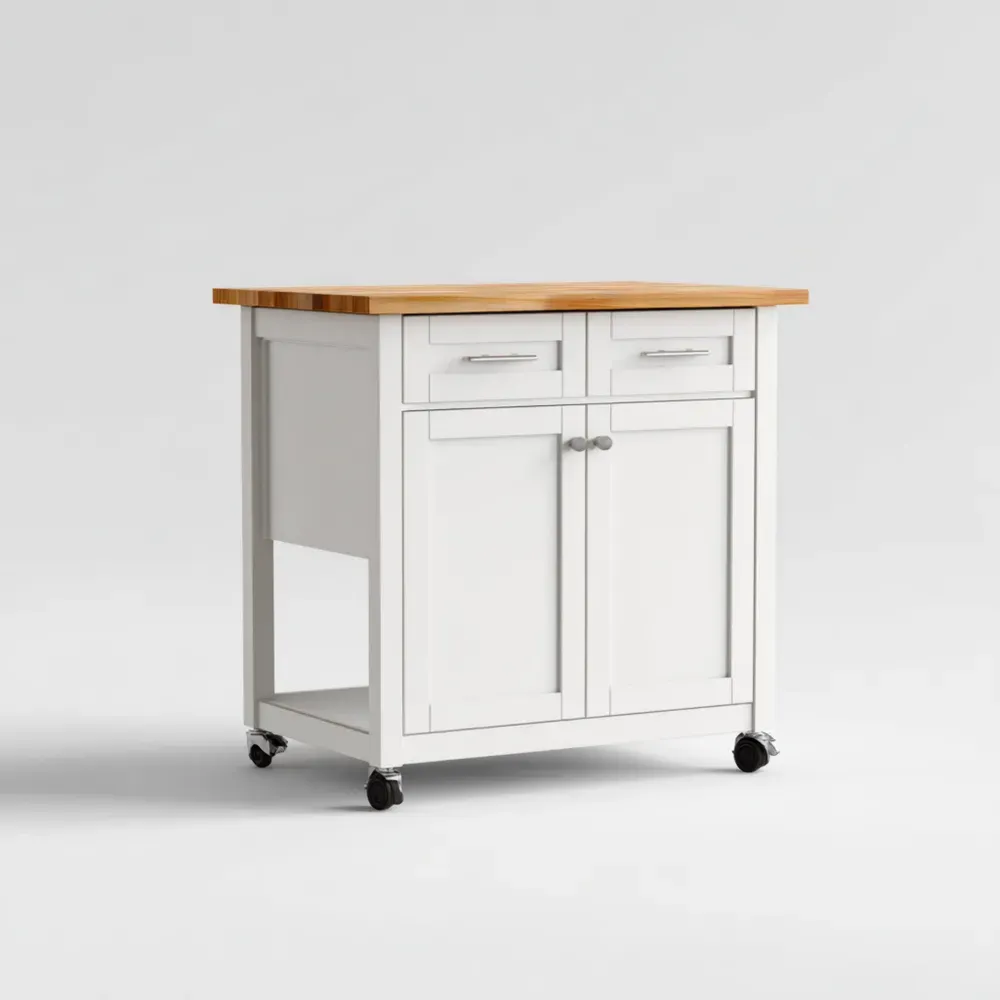 Carro de cocina 85x60x40 cm - Blanco/Madera Natural