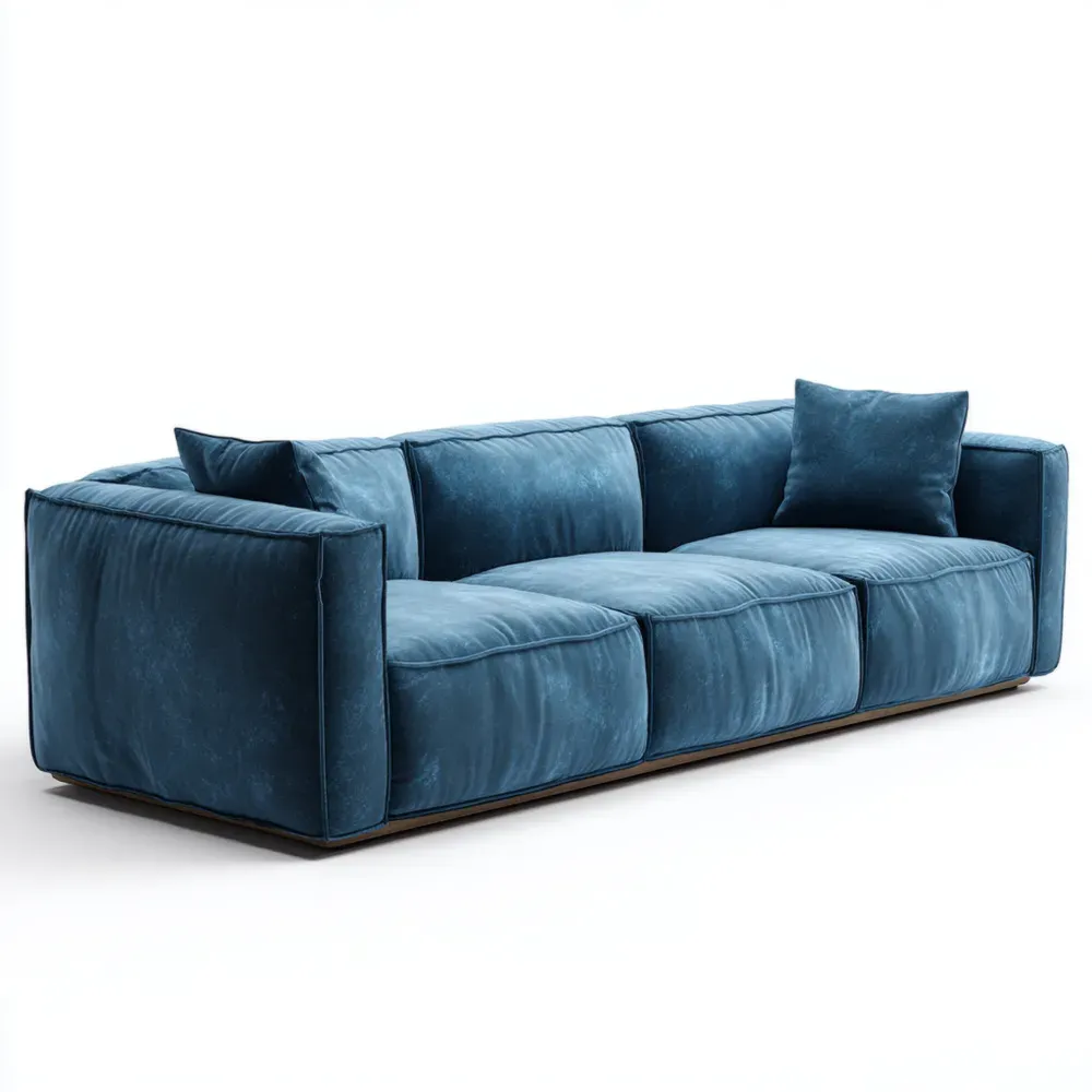 Sofá de Tela 220x90x75 cm – Azul – Diseño Contemporáneo
