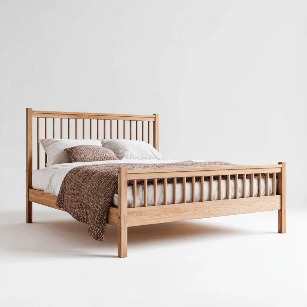 Cama Doble de Madera 200x150x110 cm – Natural – Estilo Escandinavo