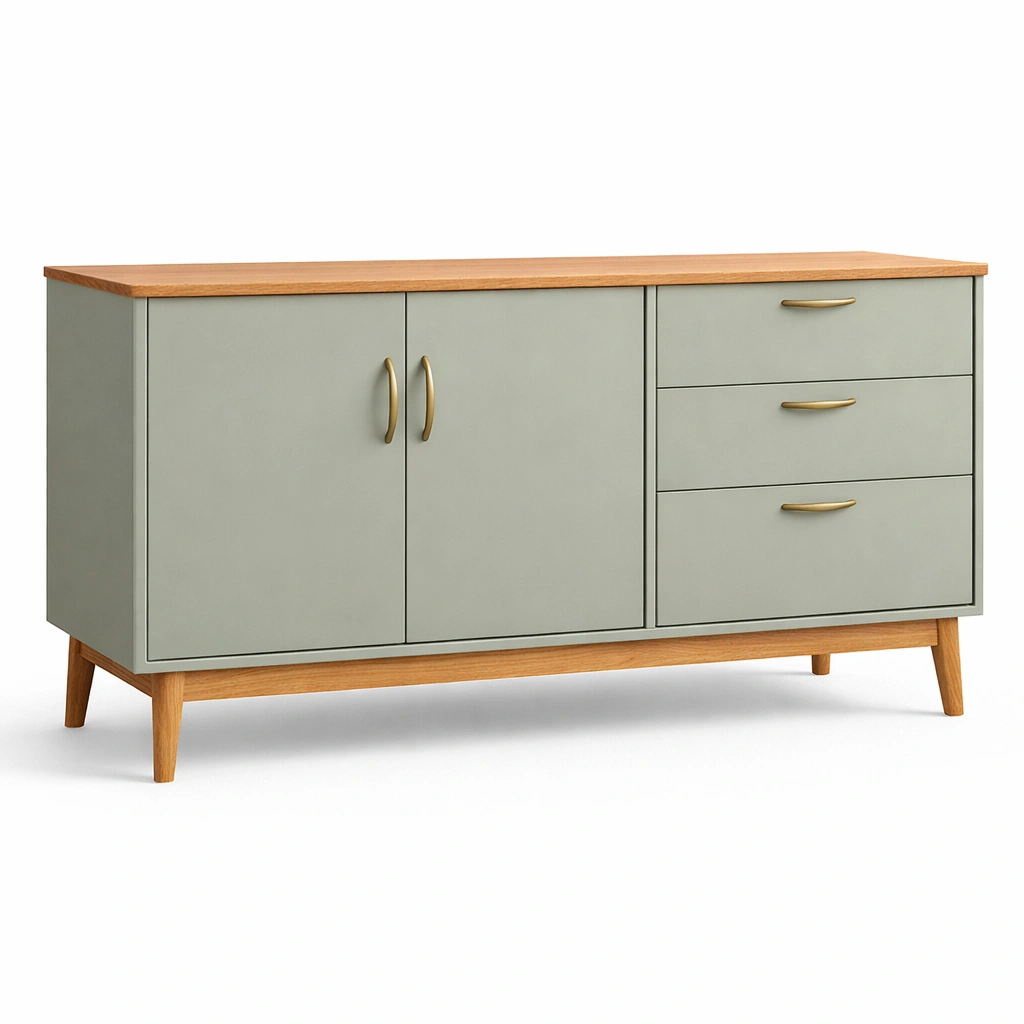 Buffet rangement moderne bois et vert-tivirox
