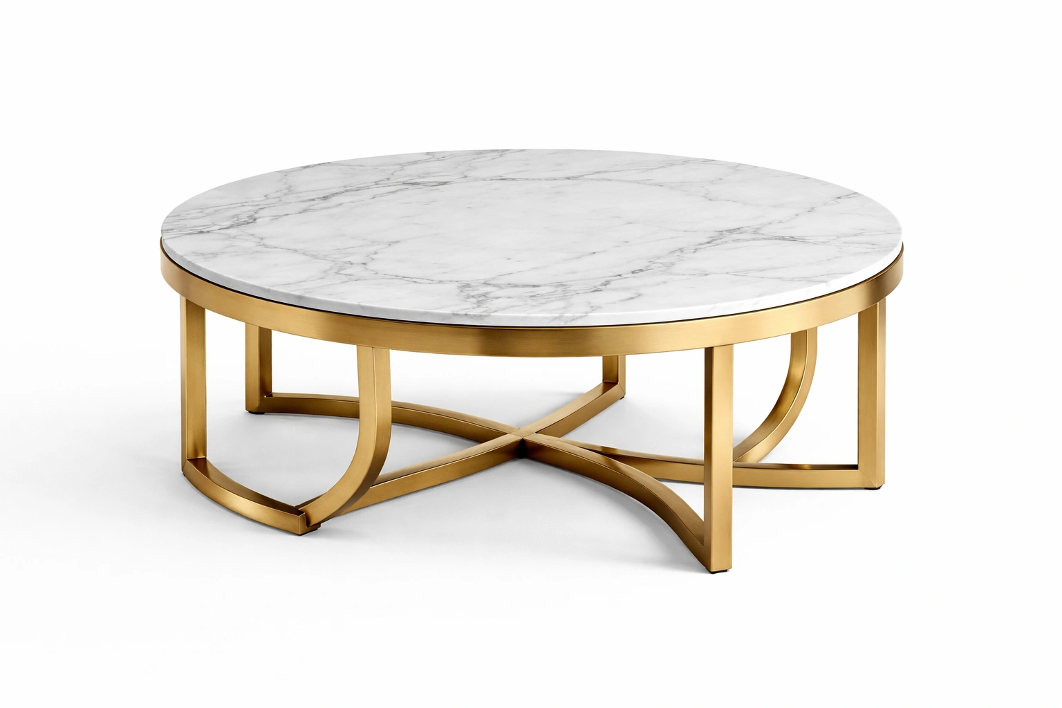 Table basse ronde marbre et metal dore-tivirox