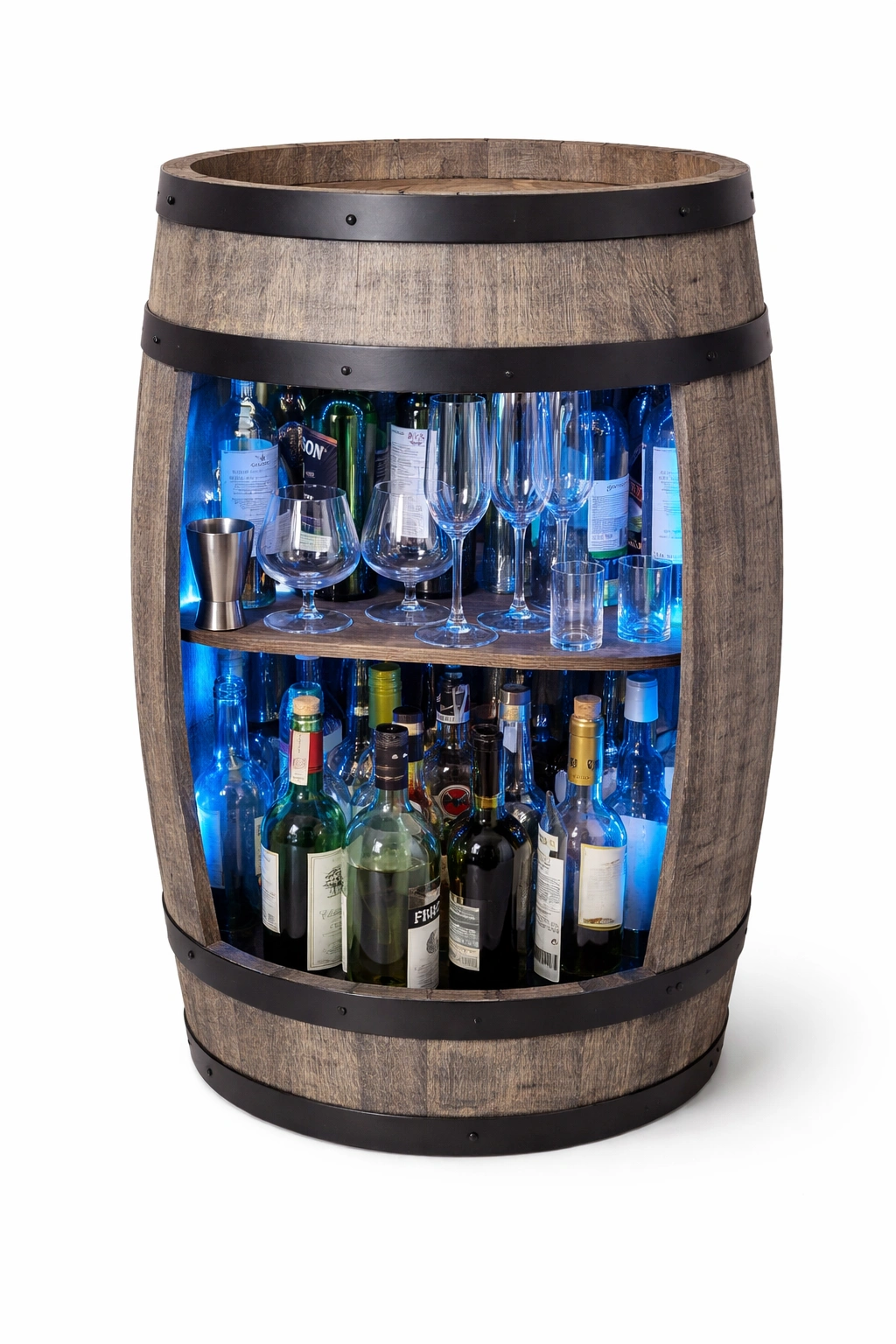 Bar tonneau bois avec rangement bouteilles-tivirox