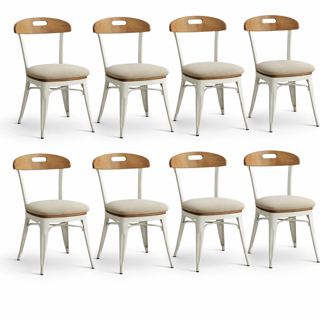 Lot chaises salle a manger bois et tissu-tivirox