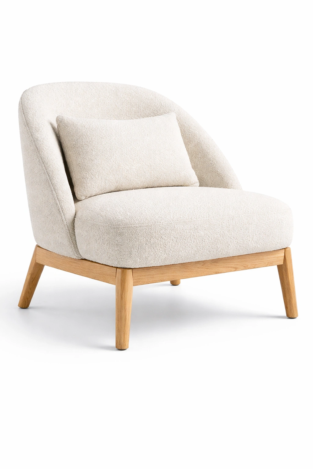 Fauteuil lounge tissu boucle bois naturel-tivirox