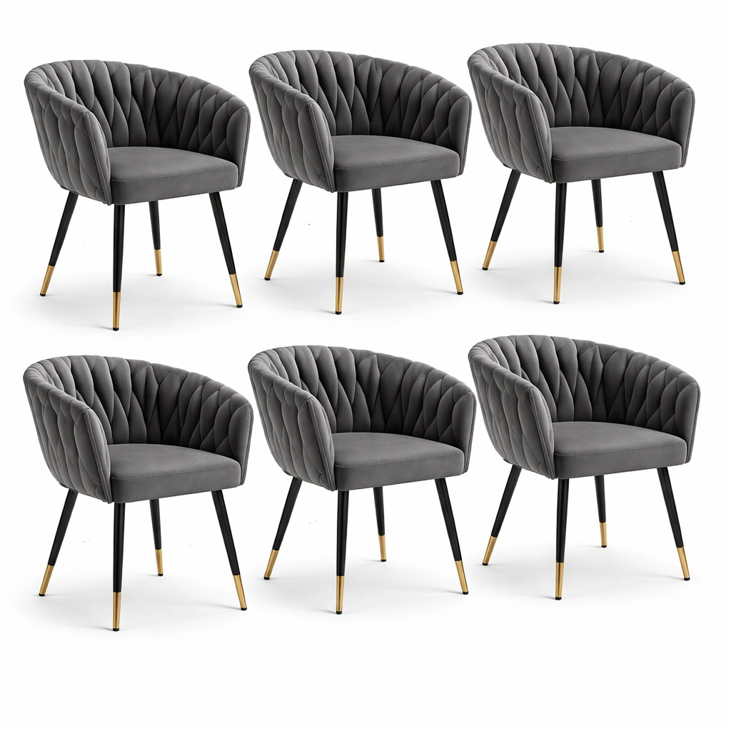 Lot fauteuils velours gris pieds metal-tivirox