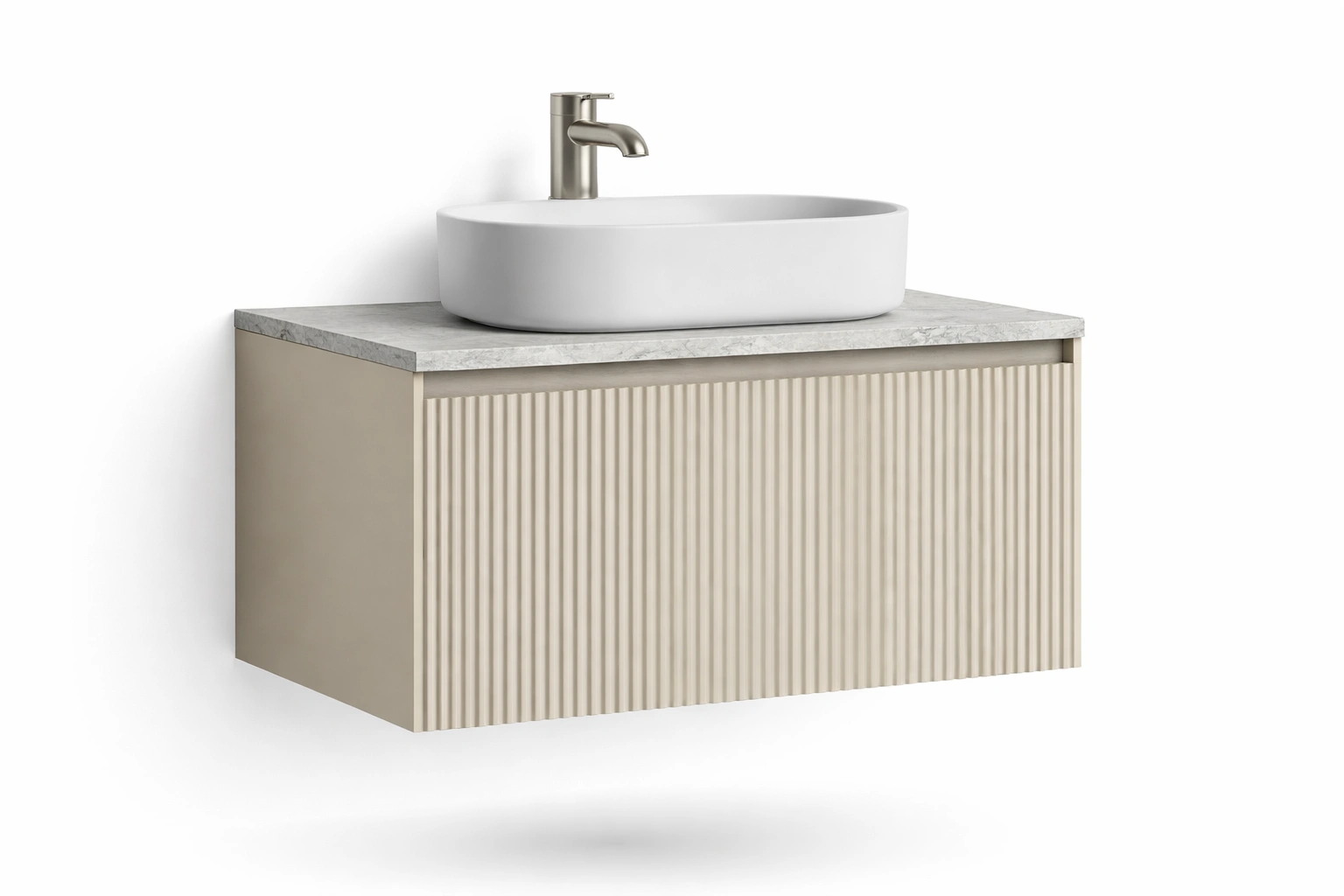 Meuble salle bain suspendu minimaliste beige-tivirox