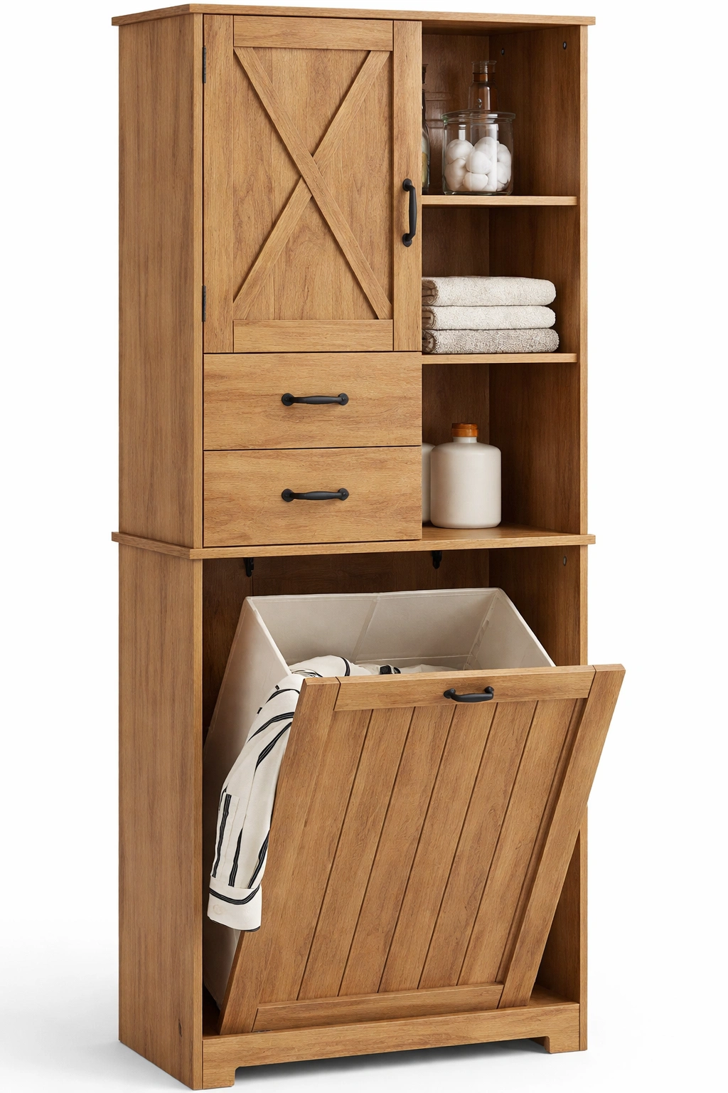 Armoire bois avec panier linge integre-tivirox