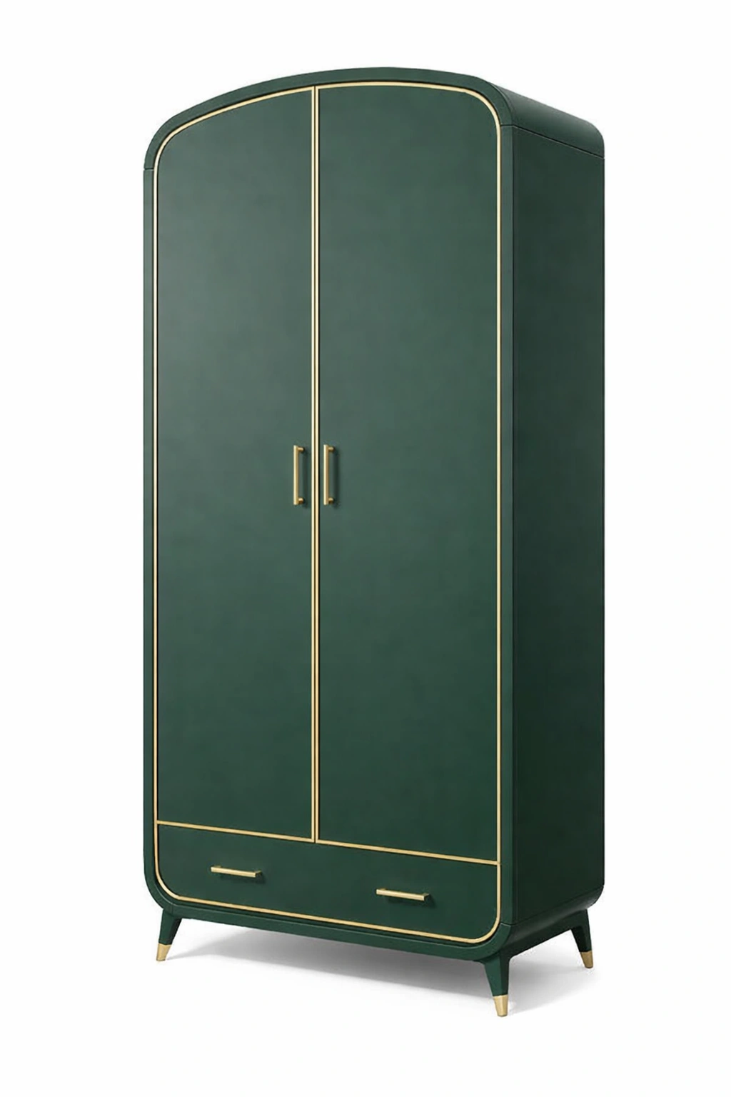 Armoire design vert fonce avec details dore-tivirox