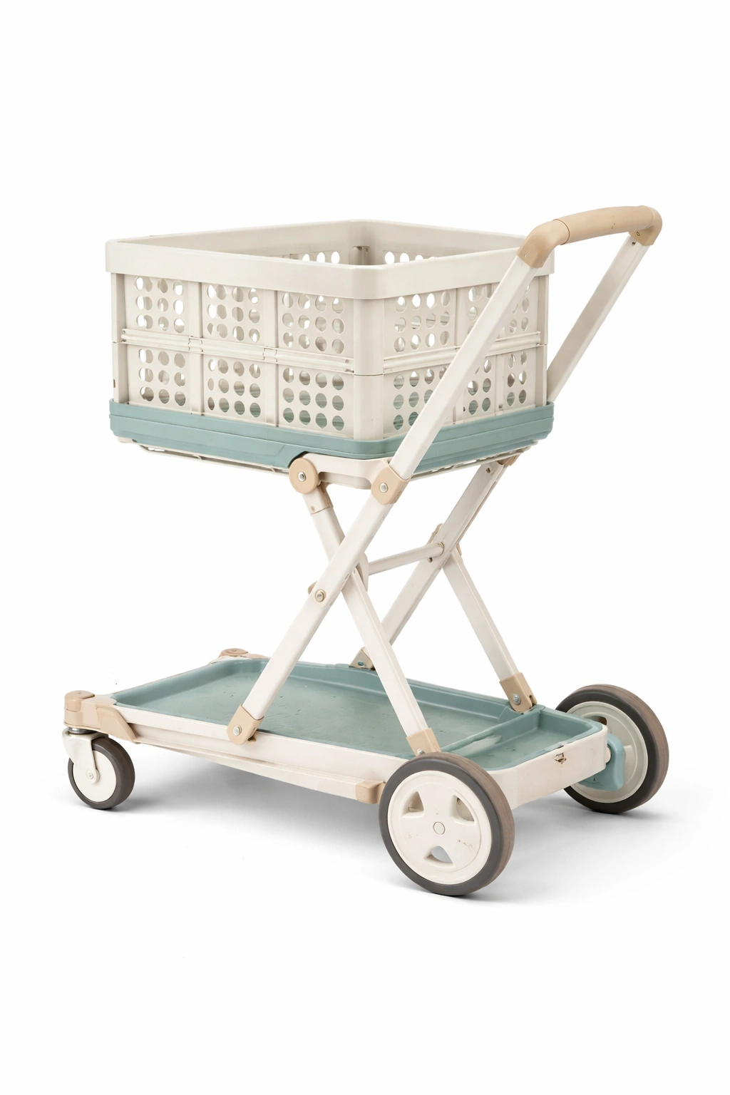 Chariot pliable transport avec panier plastique-tivirox