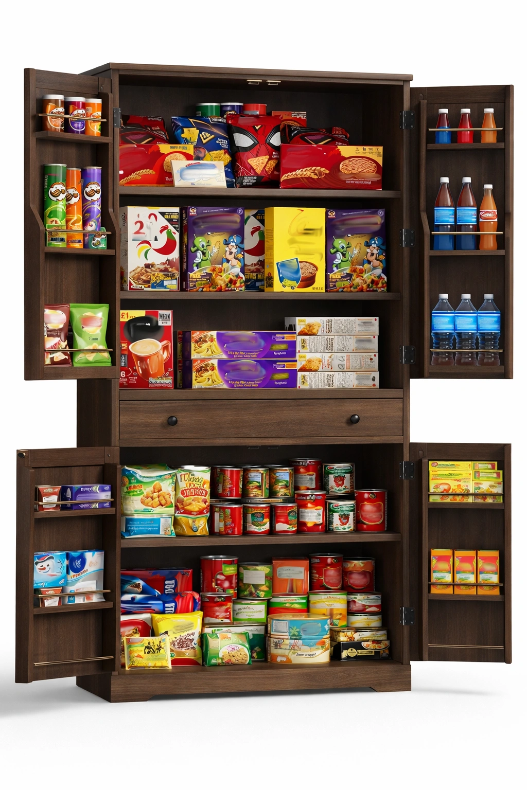 Armoire cuisine rangement aliments bois fonce-tivirox