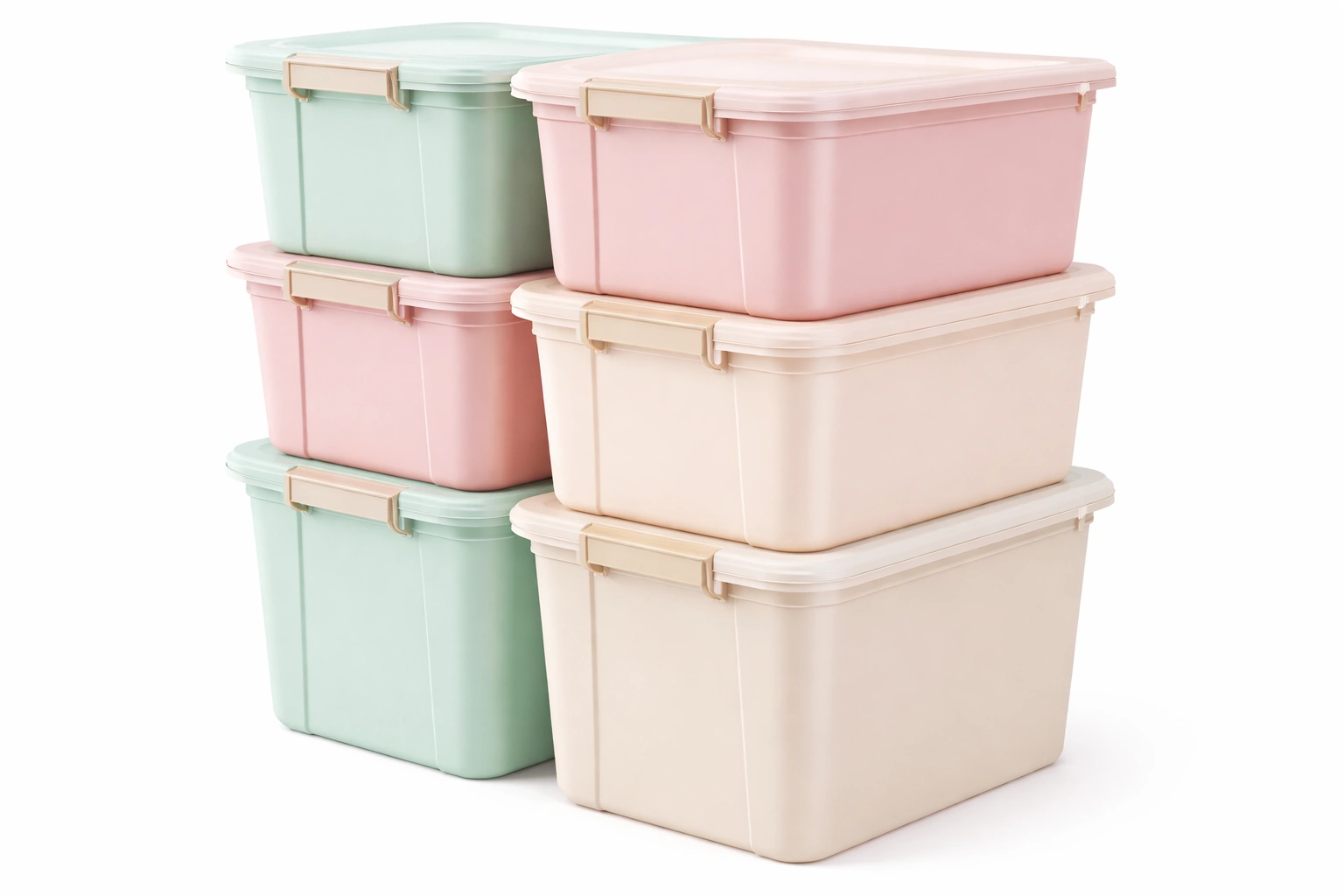 Boite rangement plastique lot de 6 avec couvercle empilable-kevlora