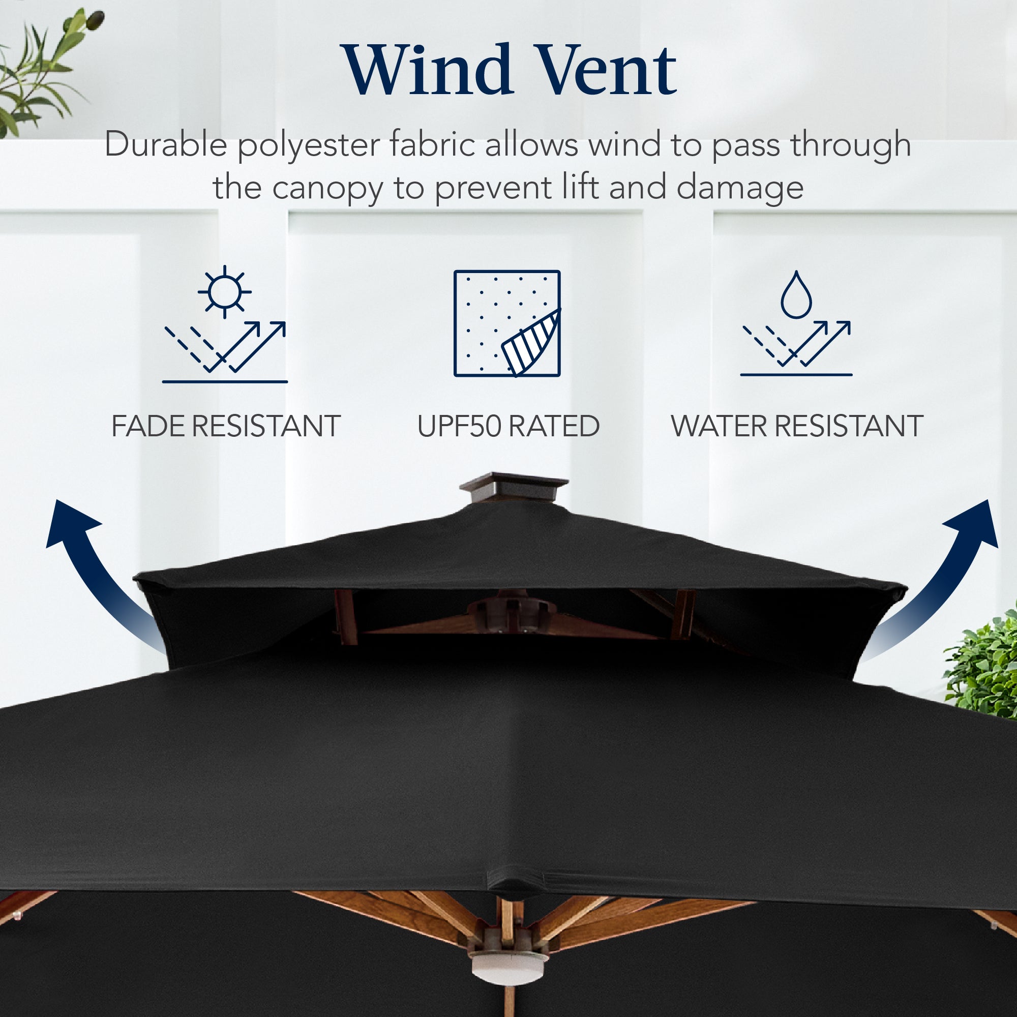 Woodgrain Pattern 2-Tier Outdoor Solar LED Cantilever Umbrella - 10x10ft