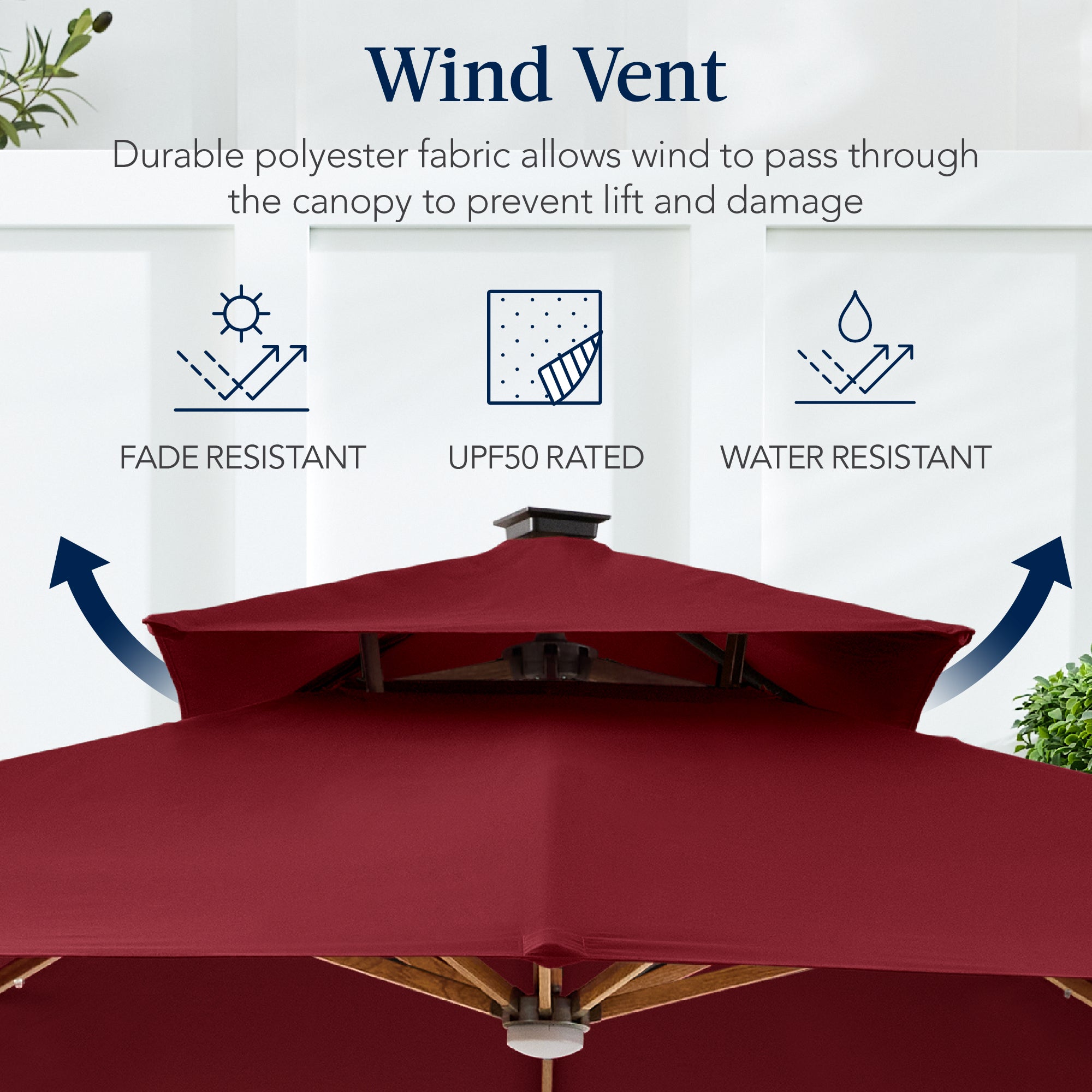 Woodgrain Pattern 2-Tier Outdoor Solar LED Cantilever Umbrella - 10x10ft