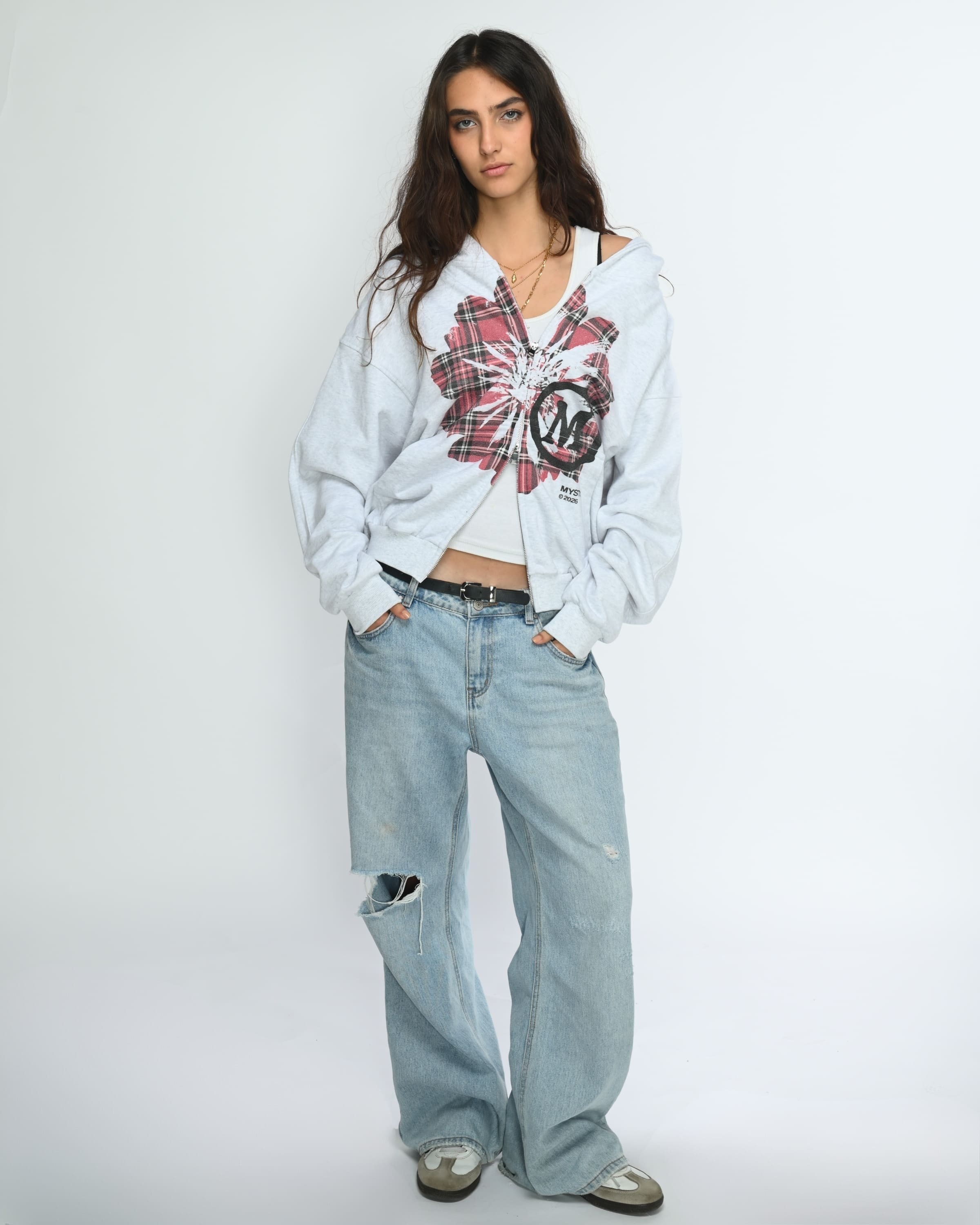 Plaid Floral Zipper
