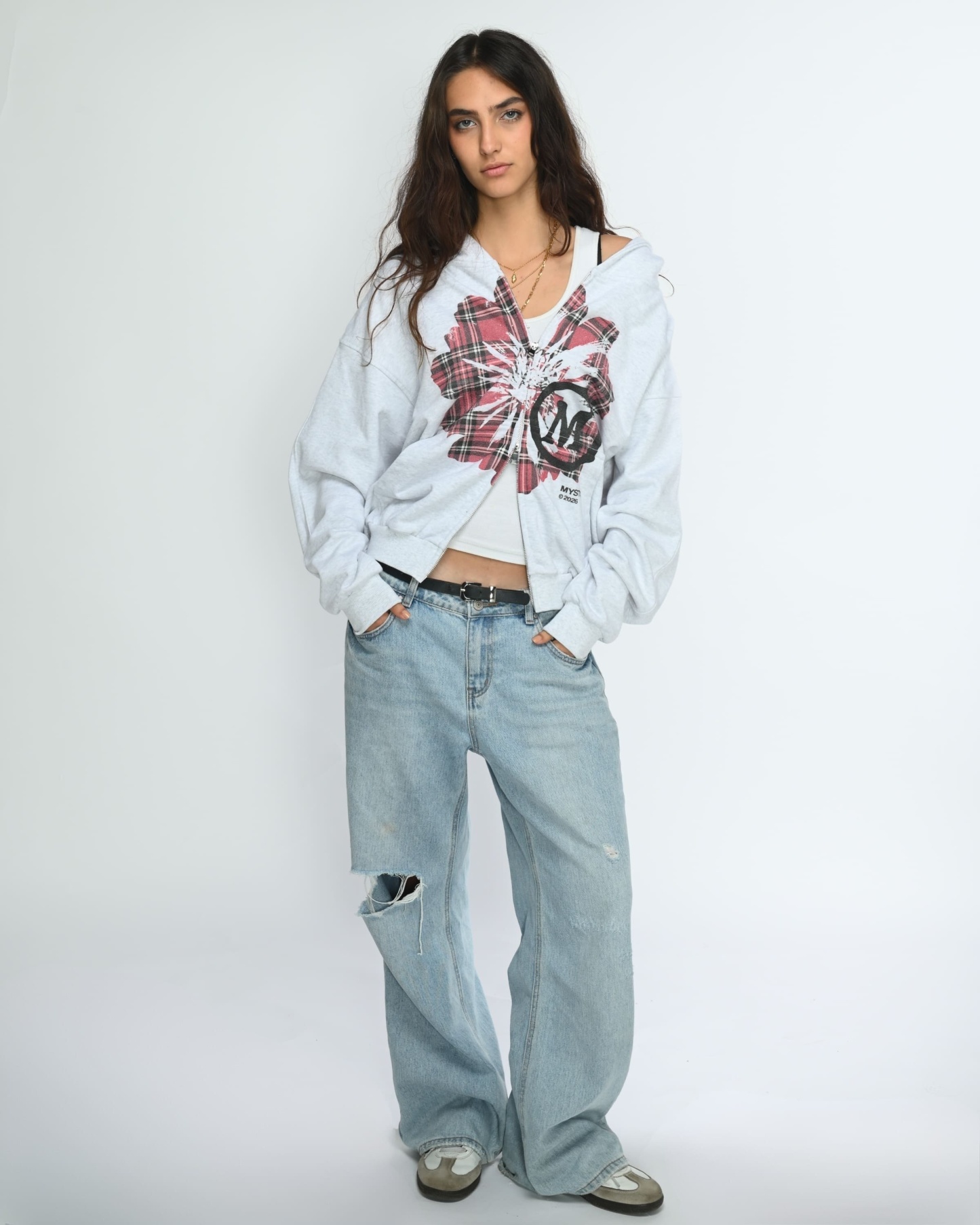 Plaid Floral Zipper